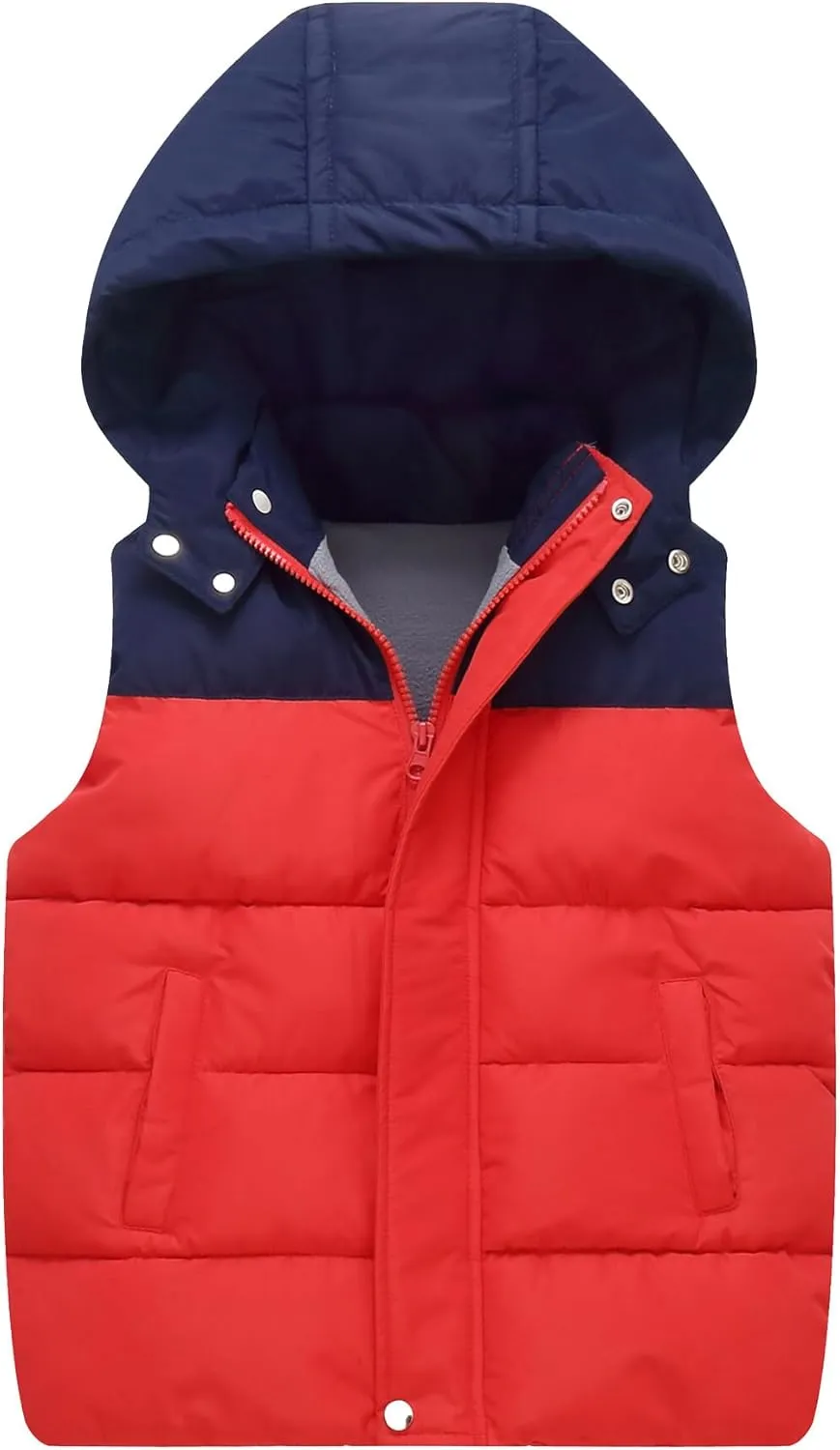 Happy Cherry Kids Padded Vest Winter Puffy Detachable Hooded Zipper Up Sleeveless Jacket 5-12T
