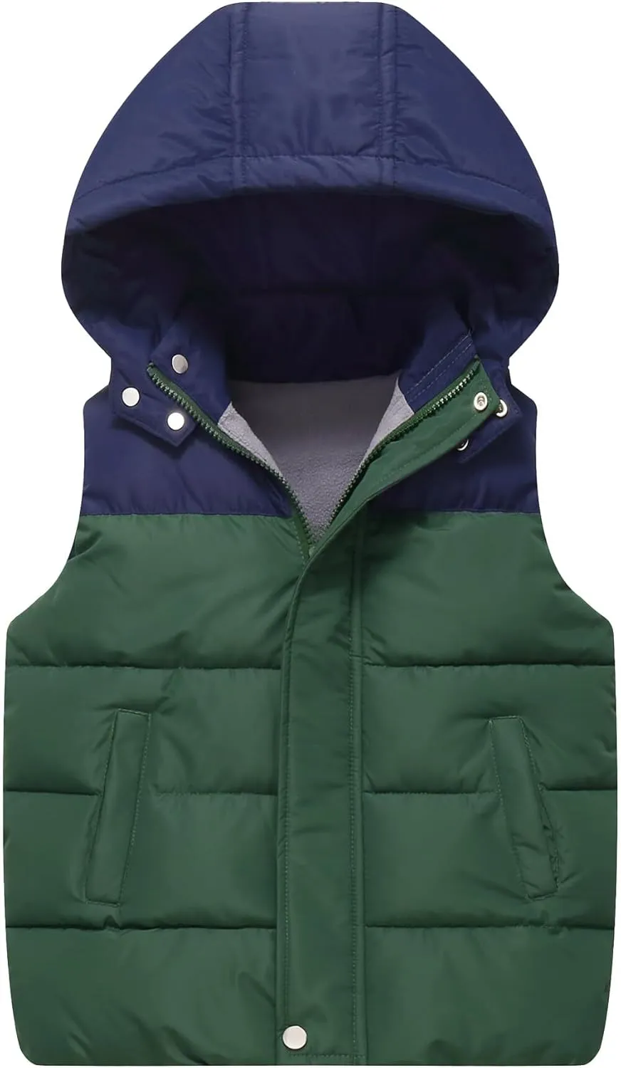 Happy Cherry Kids Padded Vest Winter Puffy Detachable Hooded Zipper Up Sleeveless Jacket 5-12T