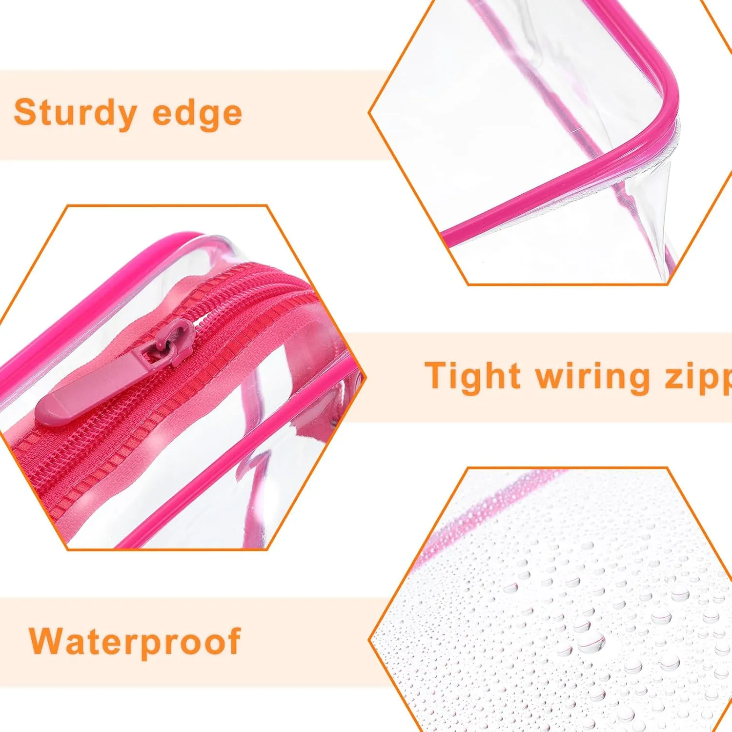 HARFINGTON Clear Toiletry Bag Quart Size TSA Approved PVC Makeup Cosmetic Bag for Women Travel Transparent Organizer Airport Airline Compliant, Red