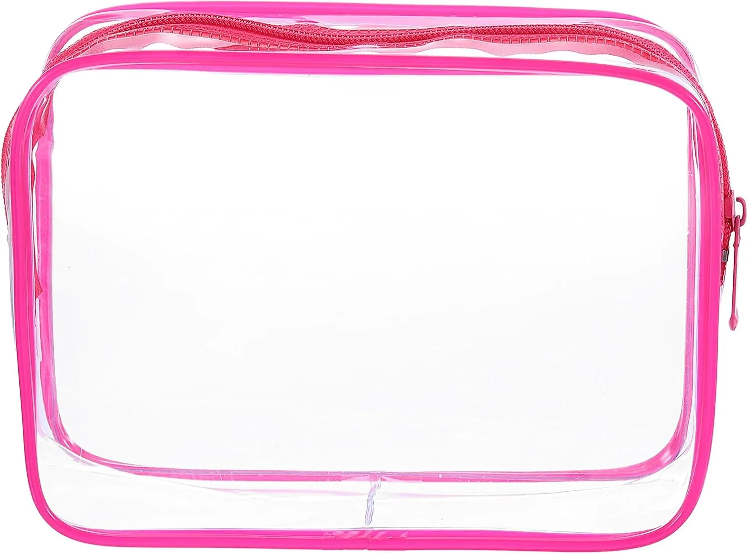 HARFINGTON Clear Toiletry Bag Quart Size TSA Approved PVC Makeup Cosmetic Bag for Women Travel Transparent Organizer Airport Airline Compliant, Red