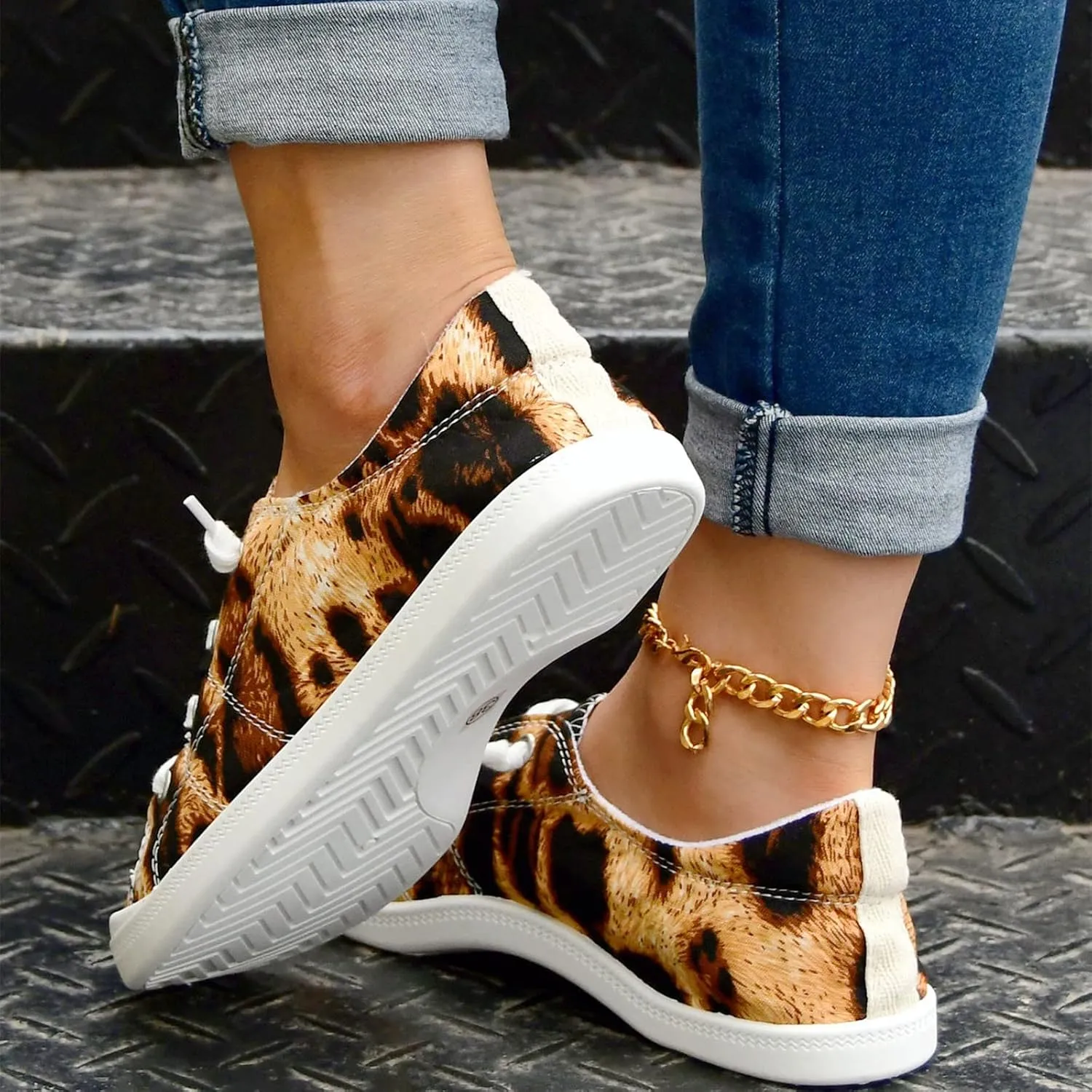 Hbeylia Womens Canvas Low Top Sneaker Casual Canvas Printed Lace ups Shoes Slip-On Flats Play Sneakers Lightweight Sport Walking Shoes Loafers for Women Girls Students