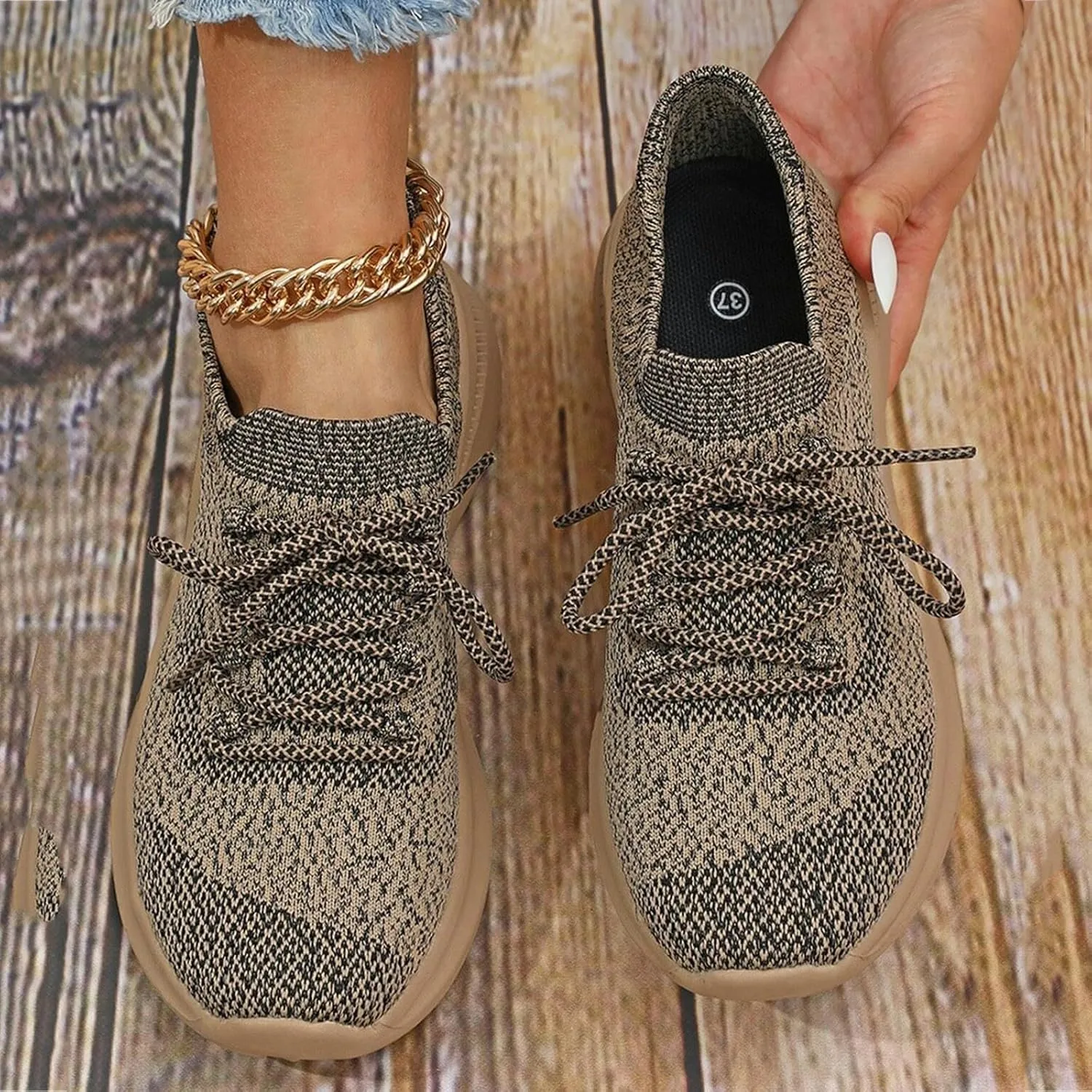 Hbeylia Women's Fashion Sneakers Orthopedic Athletic Road Running Mesh Breathable Casual Driving Play Sneakers Lace Up Comfort Sports Student Fashion Tennis Shoes