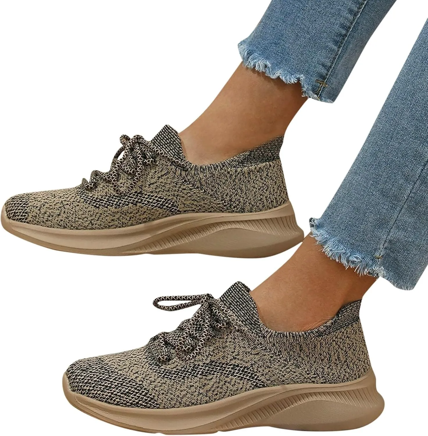 Hbeylia Women's Fashion Sneakers Orthopedic Athletic Road Running Mesh Breathable Casual Driving Play Sneakers Lace Up Comfort Sports Student Fashion Tennis Shoes