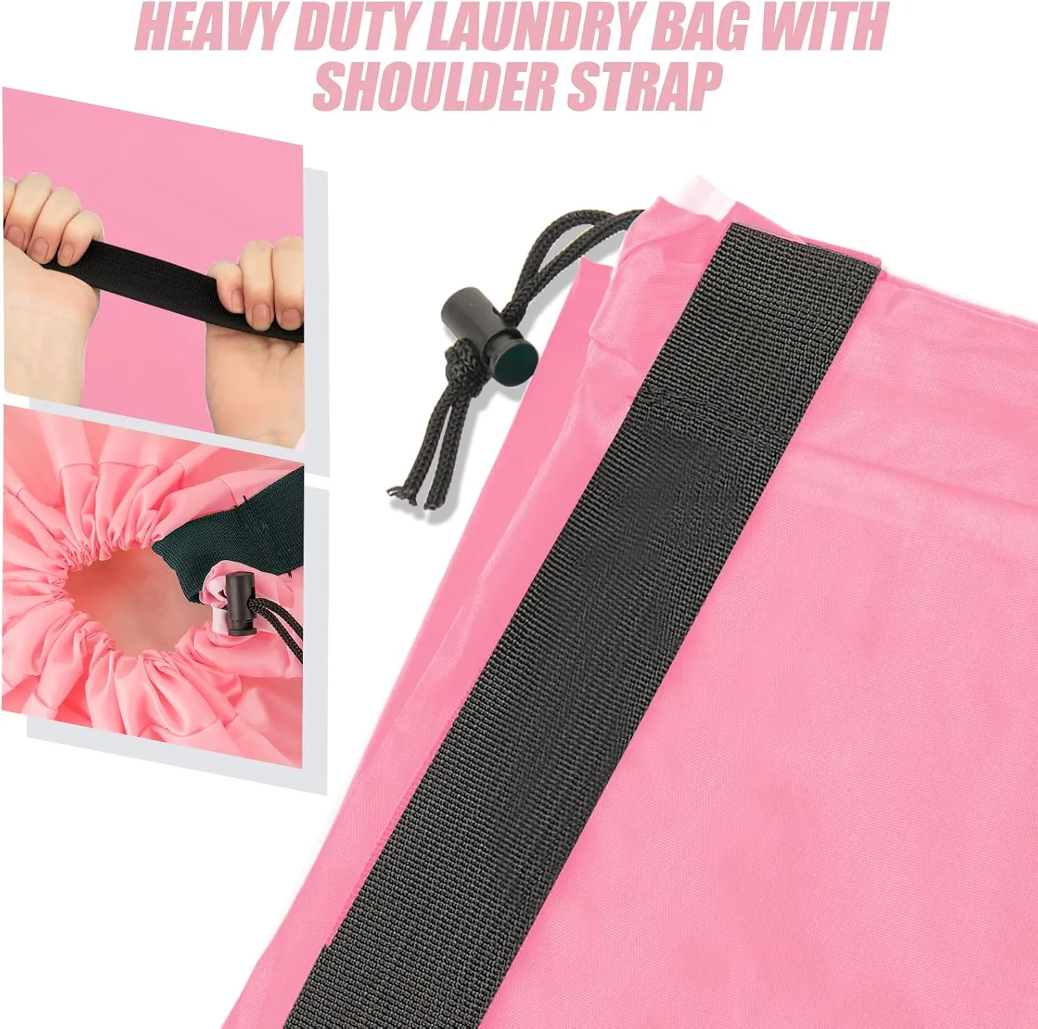 Heavy Duty Laundry Bag with Strap,2 Pack Travel Laundry Bags for Dirty Clothes,24" x 36" Large Laundry Bag for Traveling,Camping,Dorm (Cyan   Pink)