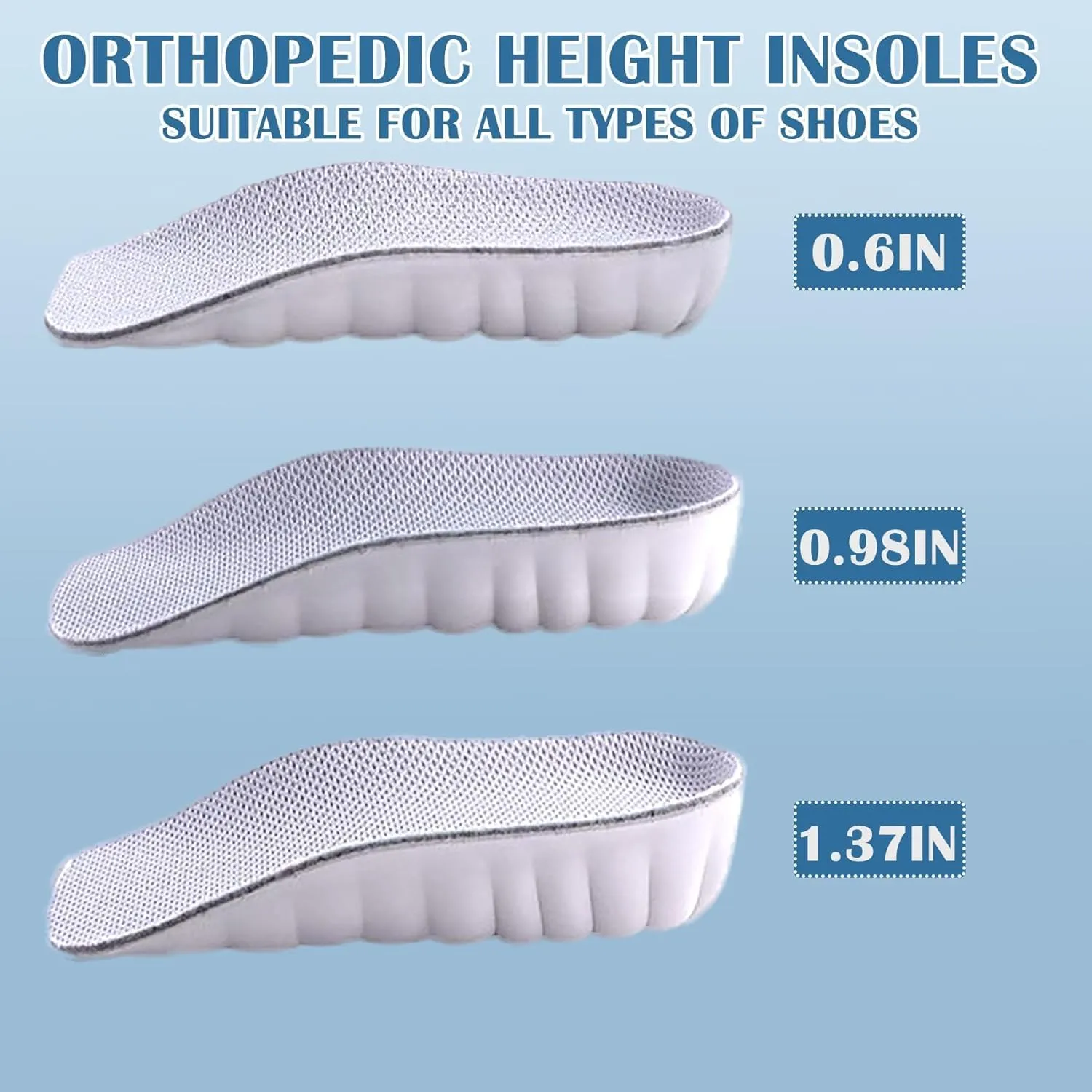 Highpads 2.0 - Brandone Orthopedic Highpads, Orthopedic Highpads 2.0, Brandone Height Insoles, Orthopedic Highpads 3.0 (Black, 0.98in/2.5cm 1.37in/3.5cm)