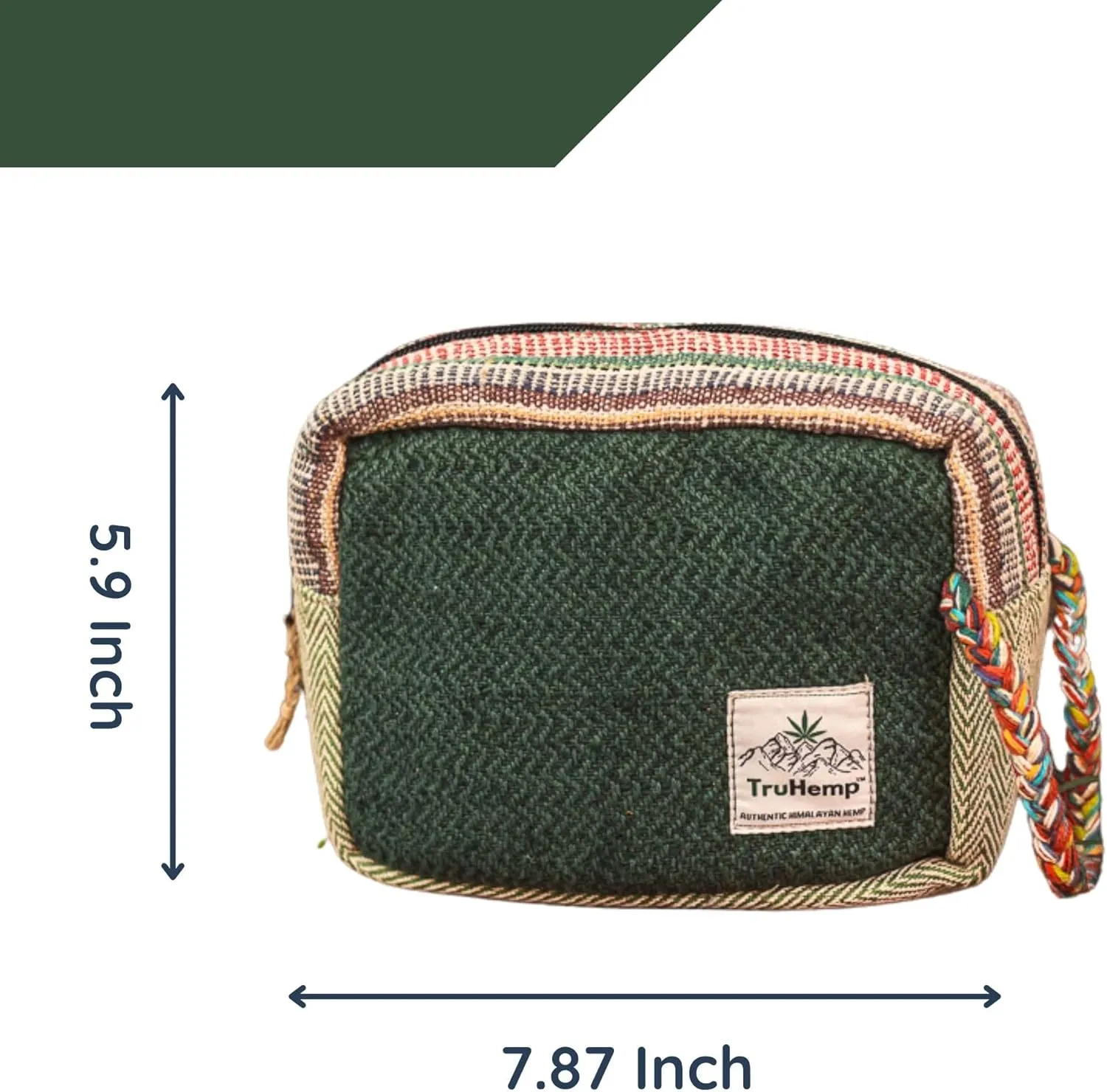 Himalayan Hemp Toiletry Kit  Natural Hemp Travel Pouch with Spacious Storage, Dual Zipper Compartments, Soft Cotton Lining
