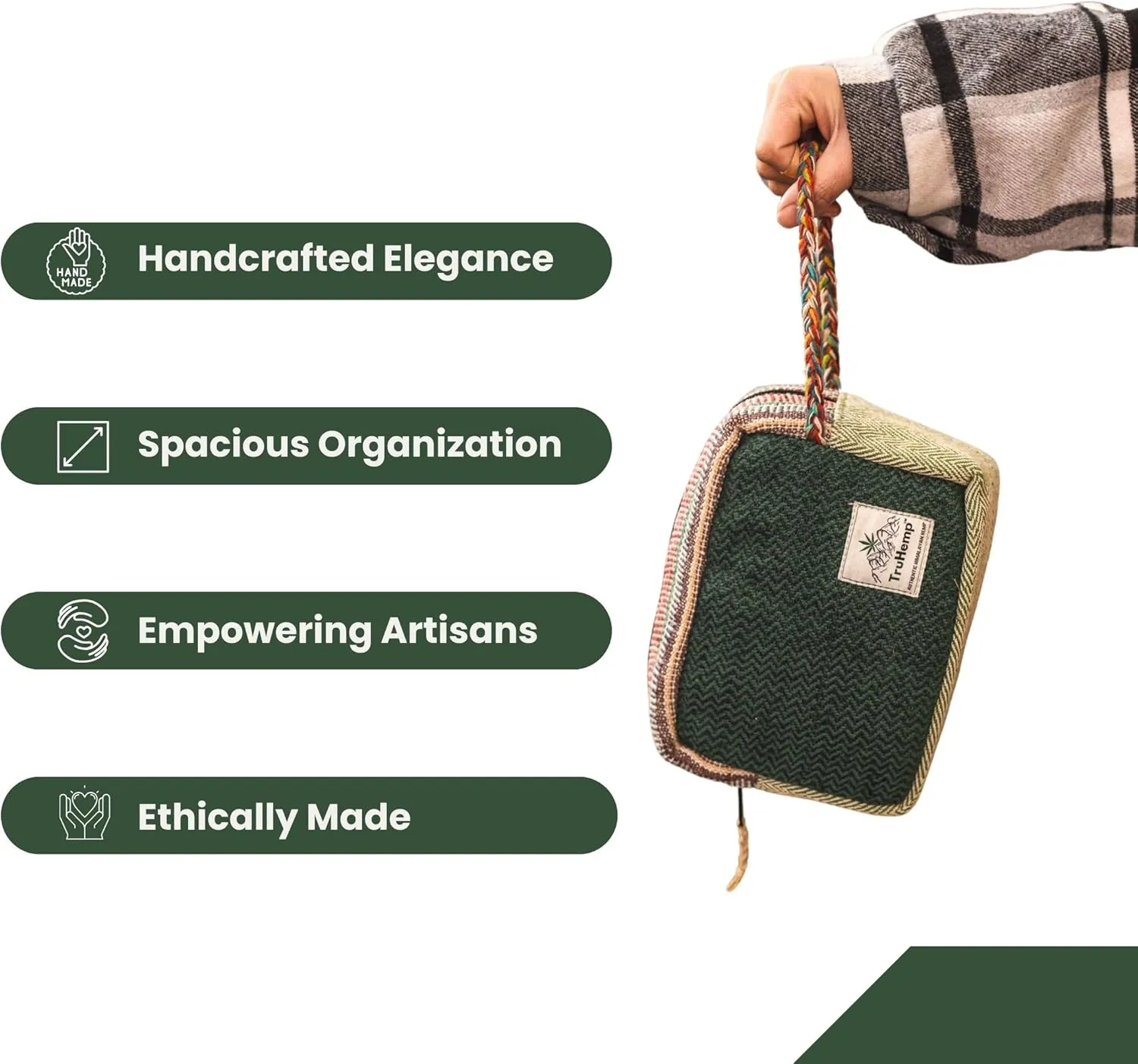 Himalayan Hemp Toiletry Kit  Natural Hemp Travel Pouch with Spacious Storage, Dual Zipper Compartments, Soft Cotton Lining