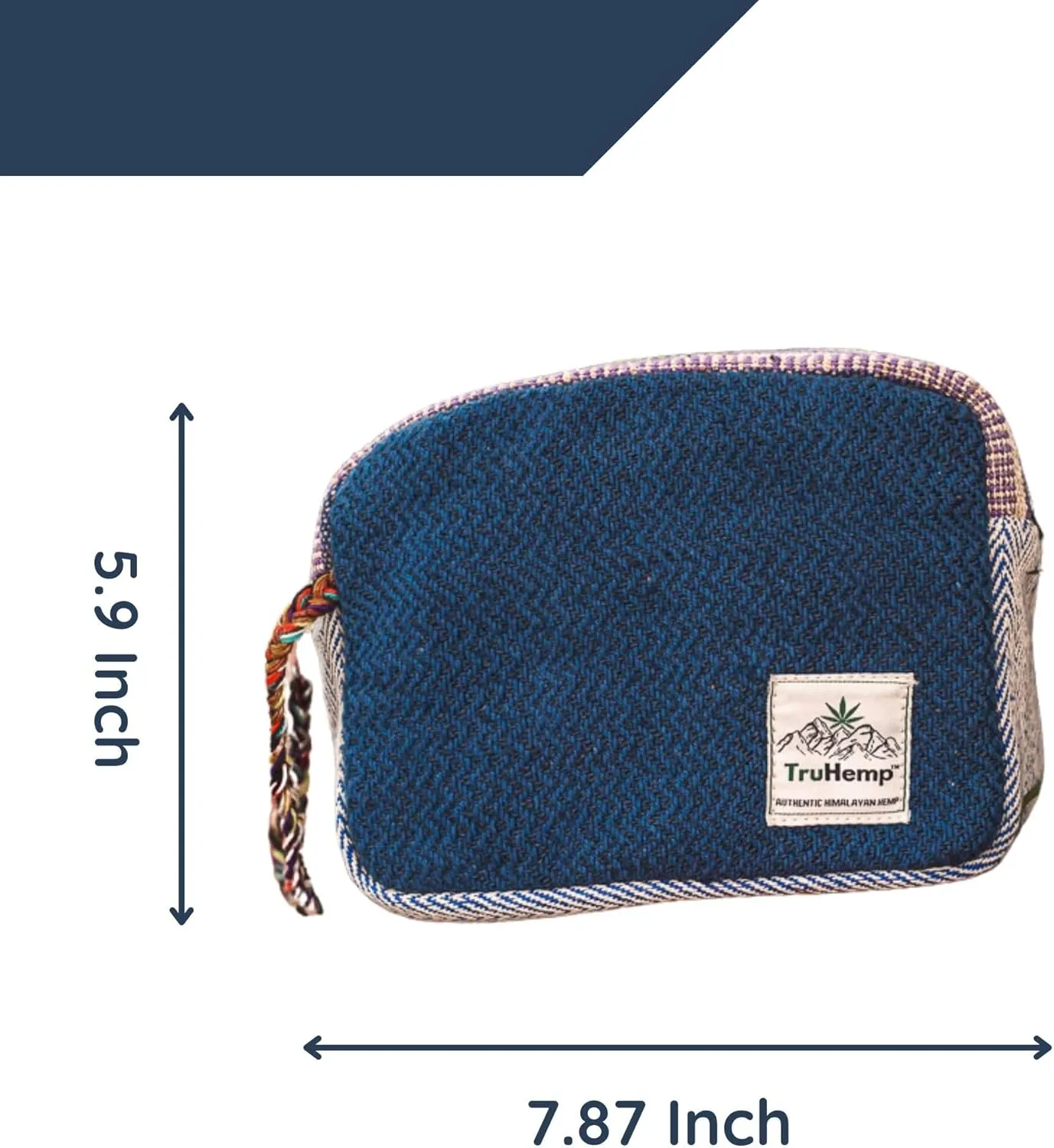Himalayan Hemp Toiletry Kit  Natural Hemp Travel Pouch with Spacious Storage, Dual Zipper Compartments, Soft Cotton Lining