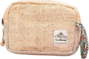 Himalayan Hemp Toiletry Kit  Natural Hemp Travel Pouch with Spacious Storage, Dual Zipper Compartments, Soft Cotton Lining