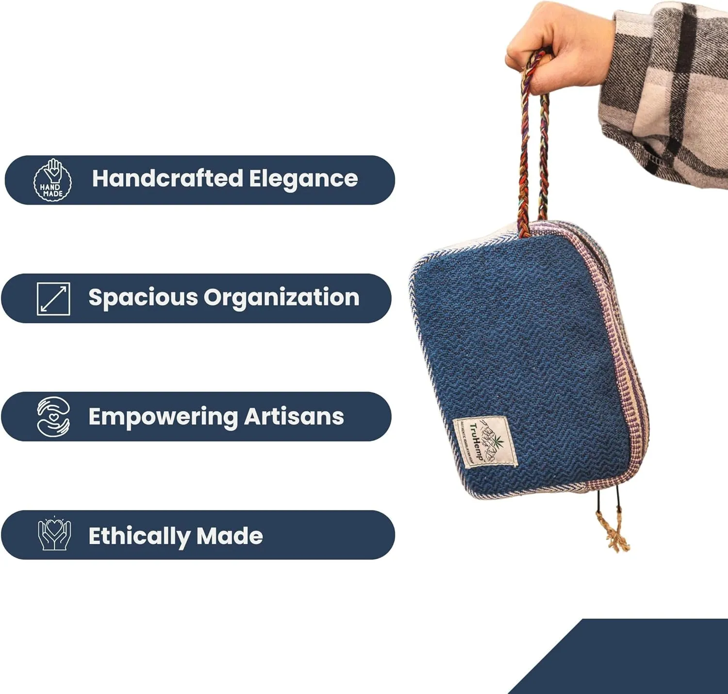 Himalayan Hemp Toiletry Kit  Natural Hemp Travel Pouch with Spacious Storage, Dual Zipper Compartments, Soft Cotton Lining