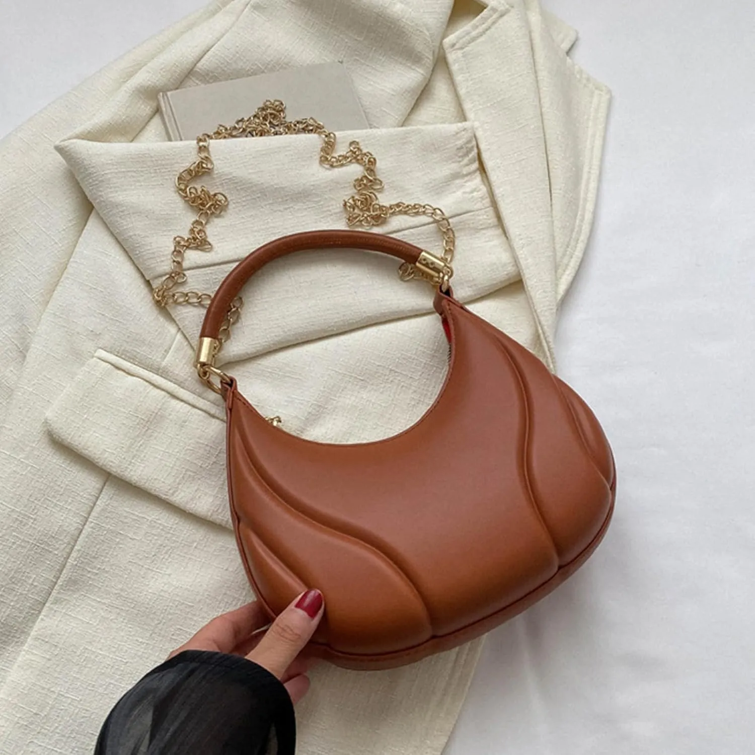 Hobo Crossbody Bags for Women Cute Hobo Tote Handbags Mini Clutch Purses with Zipper Closure Luxury Travel Bag(Brown)