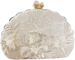 HUFFA Women Flowers Evening Bags Egg Shaped Clutch Purse Mini Party Dinner Purse with Chain Mini Bags