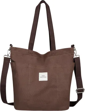 Iswee Canvas Tote Bag Shoulder Bag Genuine Leather Satchel Bags for Women