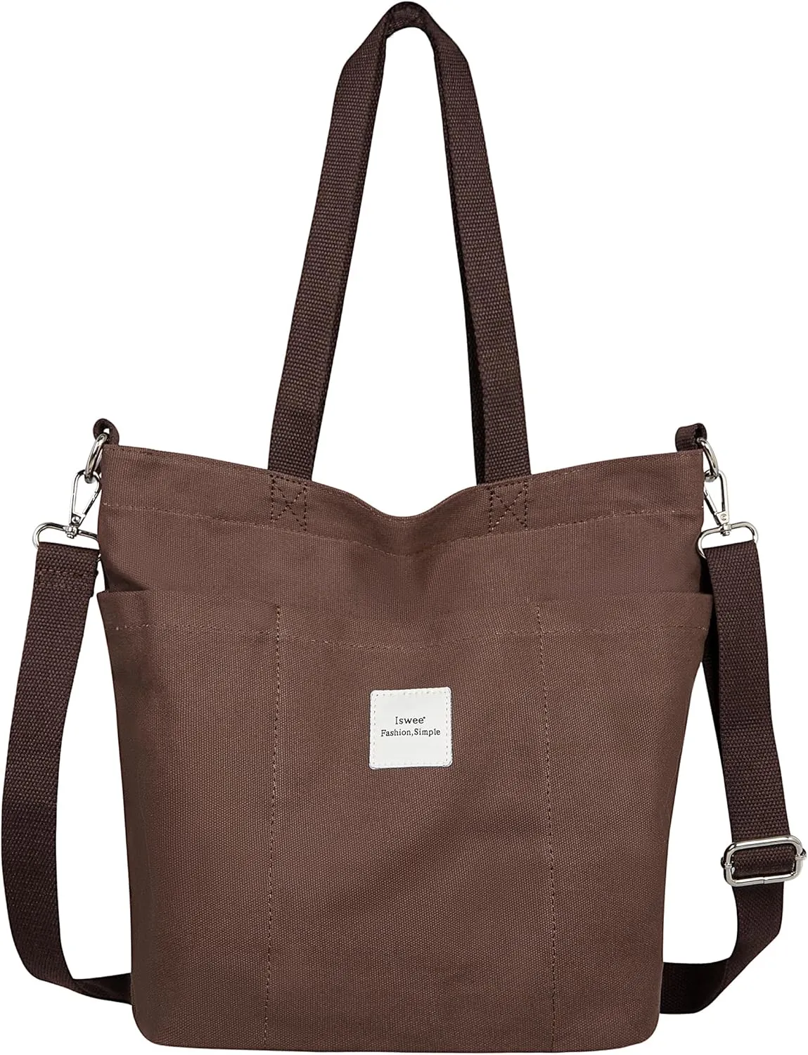 Iswee Canvas Tote Bag Shoulder Bag Genuine Leather Satchel Bags for Women