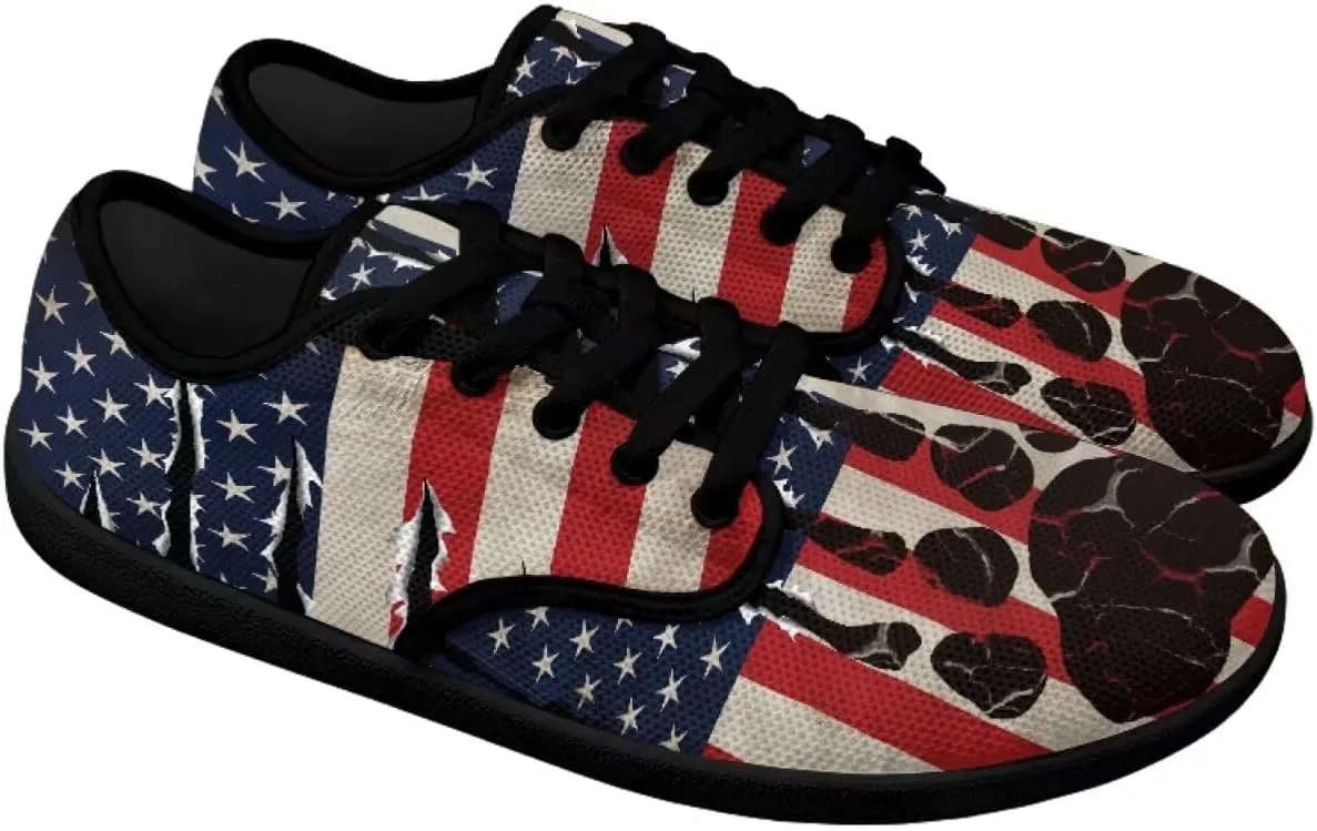 Jeiento American Flag Hike Barefoot Shoes with Wide Toe Box for Men Patriots, Non-Slip
