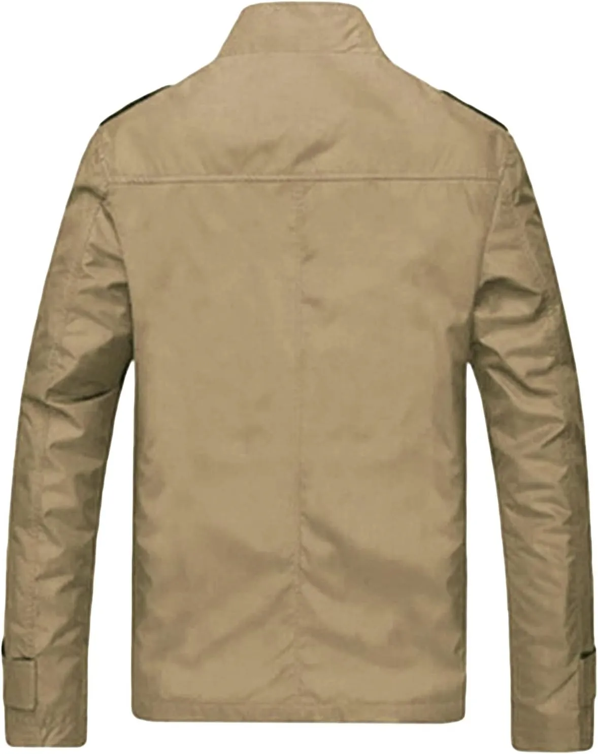 JEsilunmaMY Men's Stand Collar Casual Military Jackets Full Zip Slim Cotton Bomber Jacket Solid Color Lightweight Windbreaker