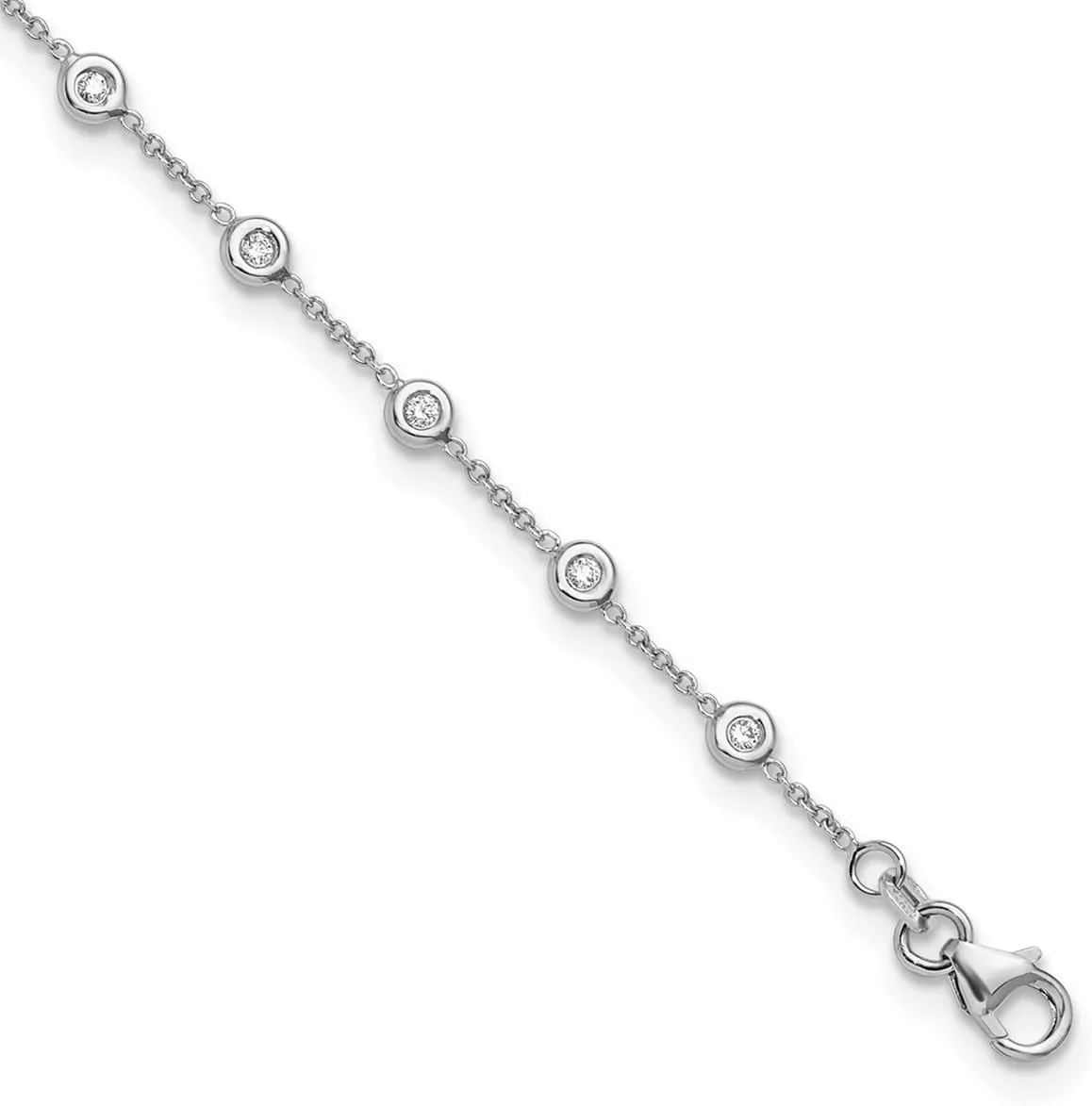 JewelryWeb 18k White Gold Diamond Circles Anklet 9.5 Inch 3.9mm Wide-Anklet for Women