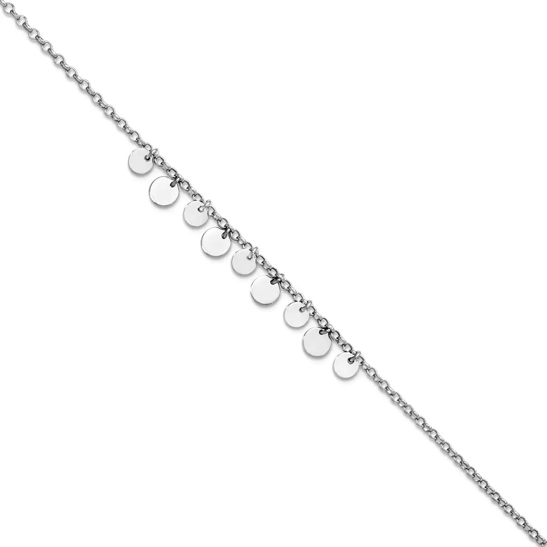 JewelryWeb 925 Sterling Silver Rhodium Plated With 1.5inch Anklet 9 Inch 6mm Wide-Anklet for Women