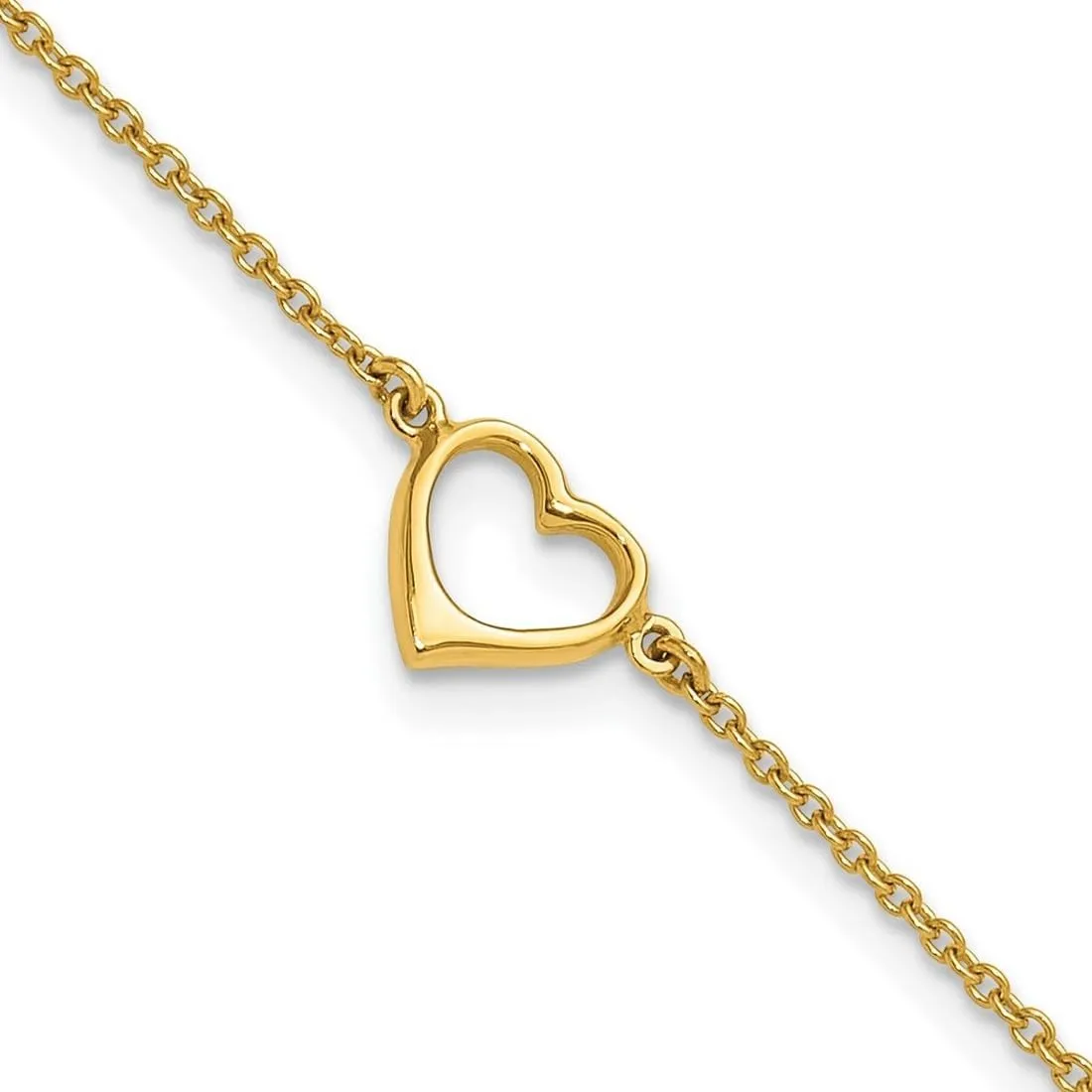 JewelryWeb 9.4mm 925 Sterling Silver Rhodium and Gold tone Open Love Heart Anklet 10 Inch-Anklet for Women
