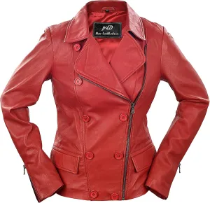 Jild Tailored Stitched Lambskin Leather Jacket Women - Coat Design Lapel Collar Belted Style Motorcycle Jacket Women