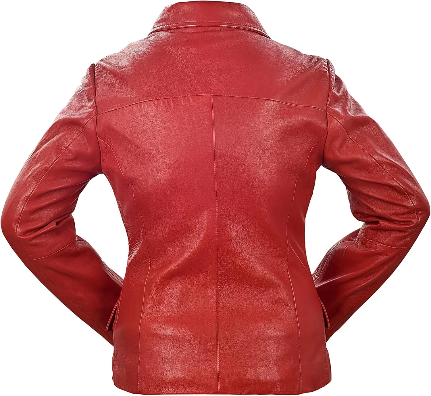 Jild Tailored Stitched Lambskin Leather Jacket Women - Coat Design Lapel Collar Belted Style Motorcycle Jacket Women