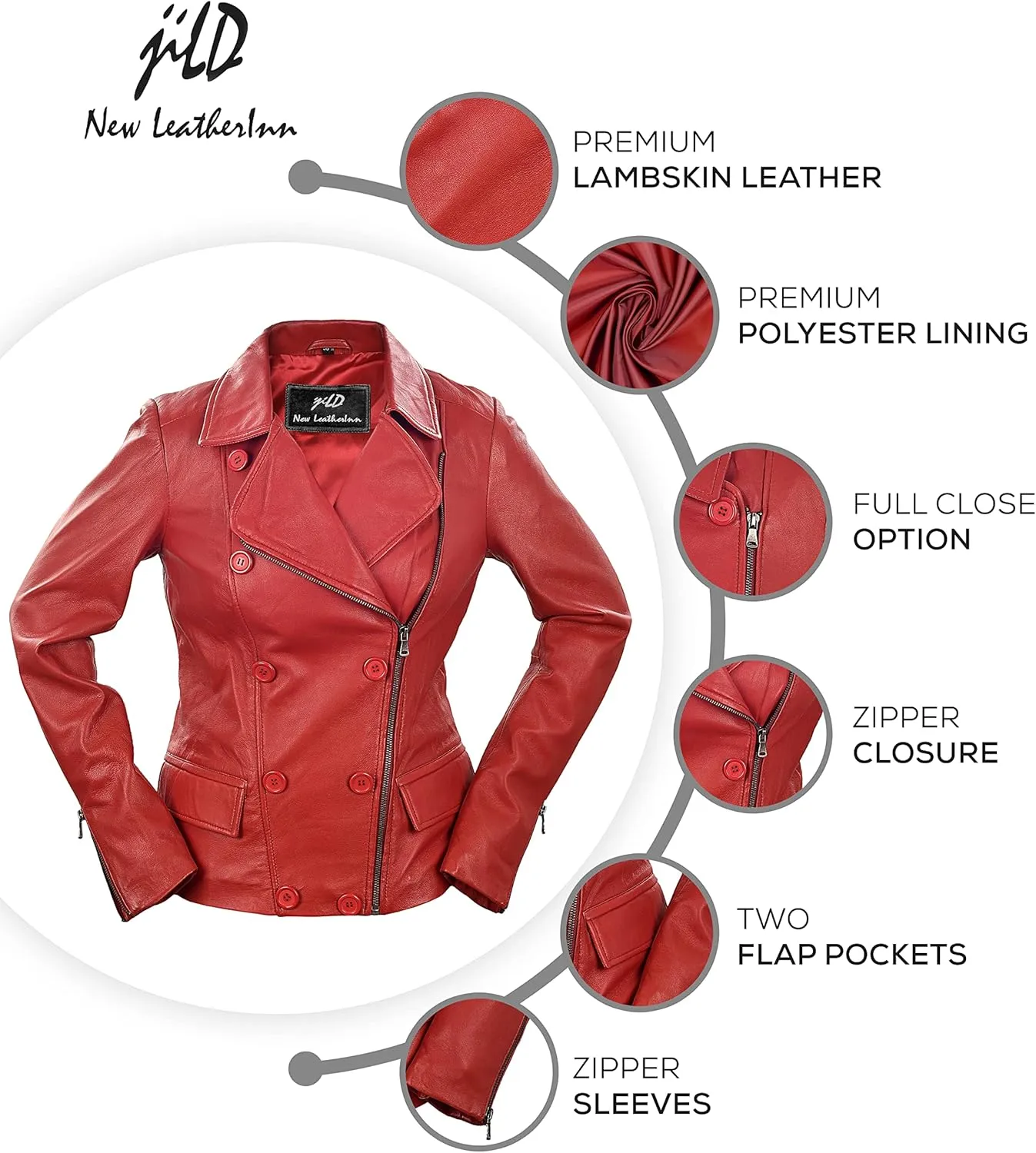 Jild Tailored Stitched Lambskin Leather Jacket Women - Coat Design Lapel Collar Belted Style Motorcycle Jacket Women