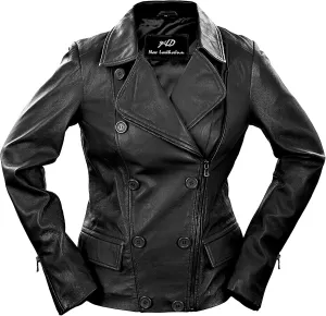 Jild Tailored Stitched Lambskin Leather Jacket Women - Coat Design Lapel Collar Belted Style Motorcycle Jacket Women