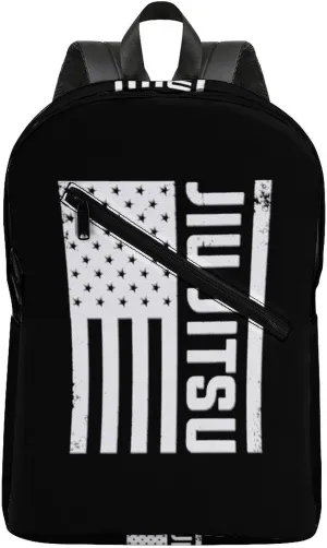 Jiu Jitsu USA Flag Large Laptop Backpack Lightweight Shoulder Bag Personalized Daypack for Hiking Work Travel, fdnhjuikd9344