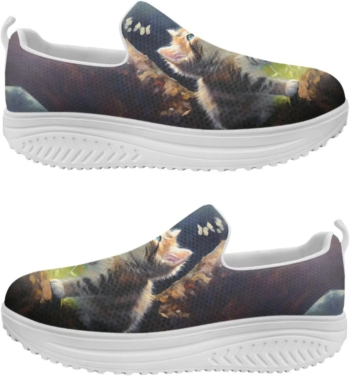 JoyLamoria Animal Print Womens Shoes Work Casual Fashion Tennis Soft Workout Cushion Comfort Knit Upper Running Orthopedic