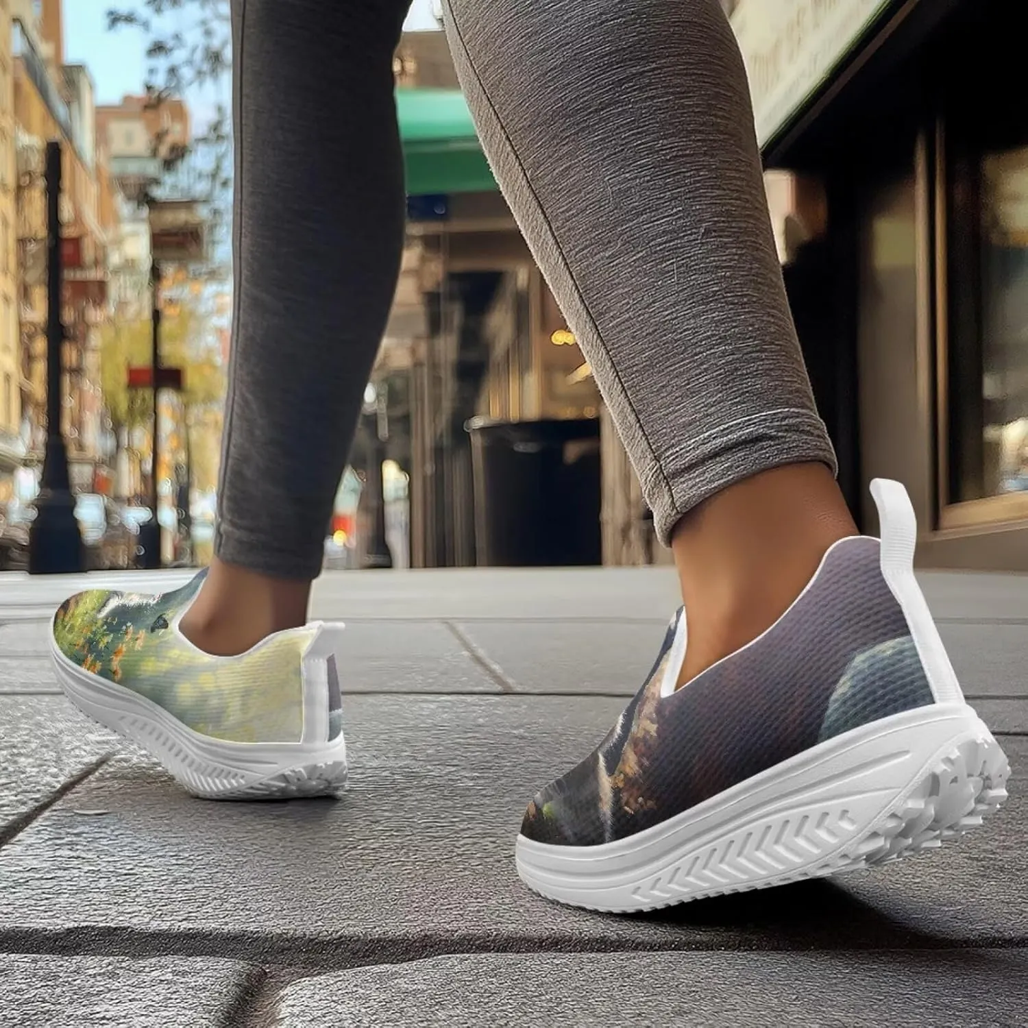 JoyLamoria Animal Print Womens Shoes Work Casual Fashion Tennis Soft Workout Cushion Comfort Knit Upper Running Orthopedic