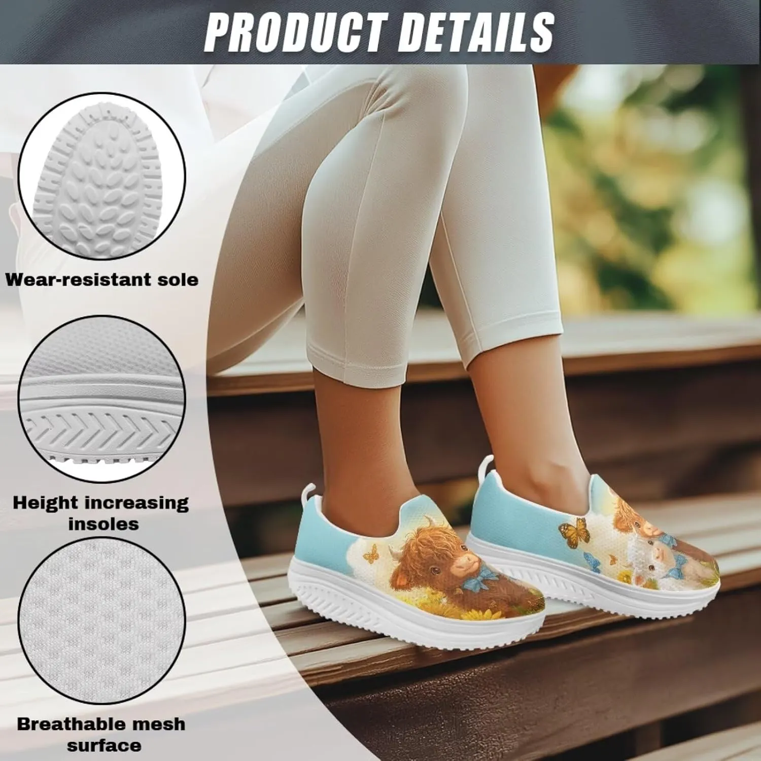 JoyLamoria Animal Print Womens Shoes Work Casual Fashion Tennis Soft Workout Cushion Comfort Knit Upper Running Orthopedic
