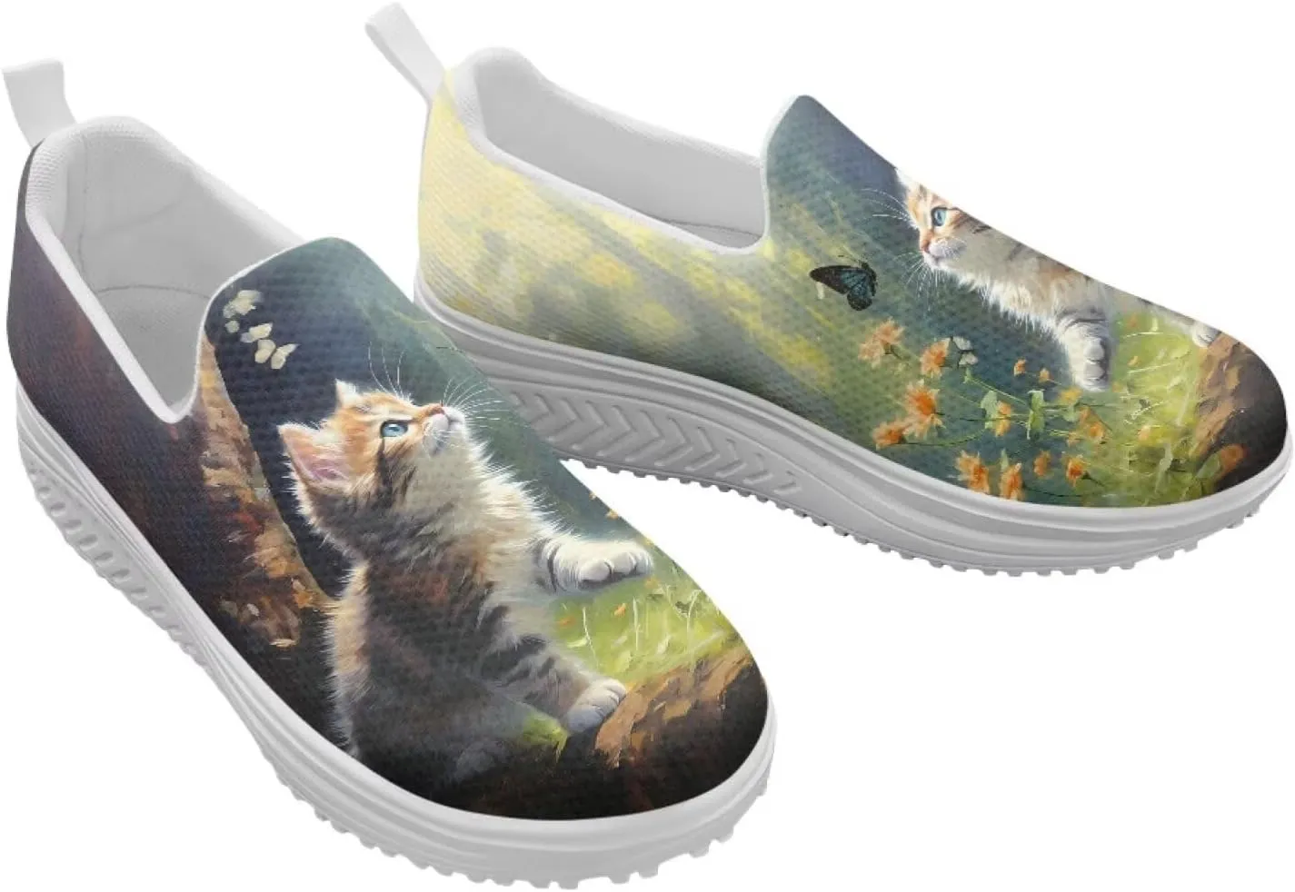 JoyLamoria Animal Print Womens Shoes Work Casual Fashion Tennis Soft Workout Cushion Comfort Knit Upper Running Orthopedic