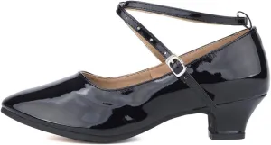 JUODVMP Closed Toe Low Heel Latin Dance Shoes Ankle Strap Ballroom Dance Shoes Character Heels Dancing Pump,DYPUHRD