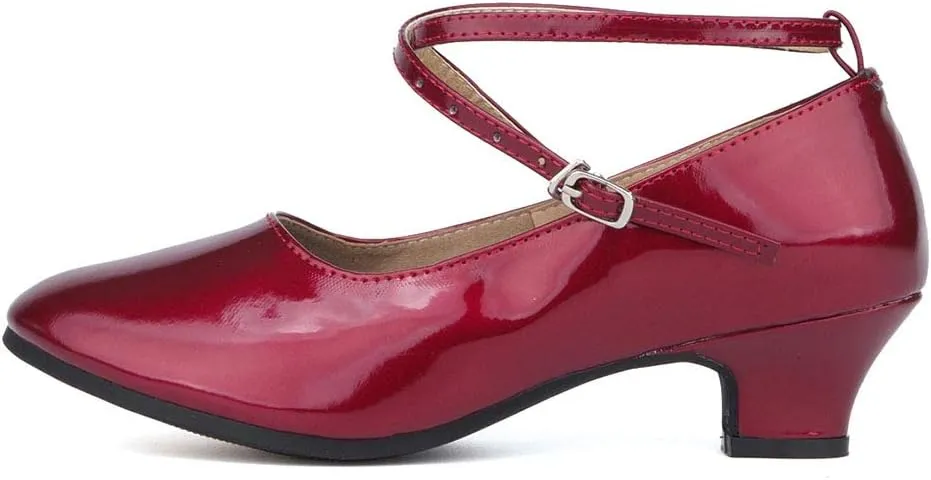 JUODVMP Closed Toe Low Heel Latin Dance Shoes Ankle Strap Ballroom Dance Shoes Character Heels Dancing Pump,DYPUHRD