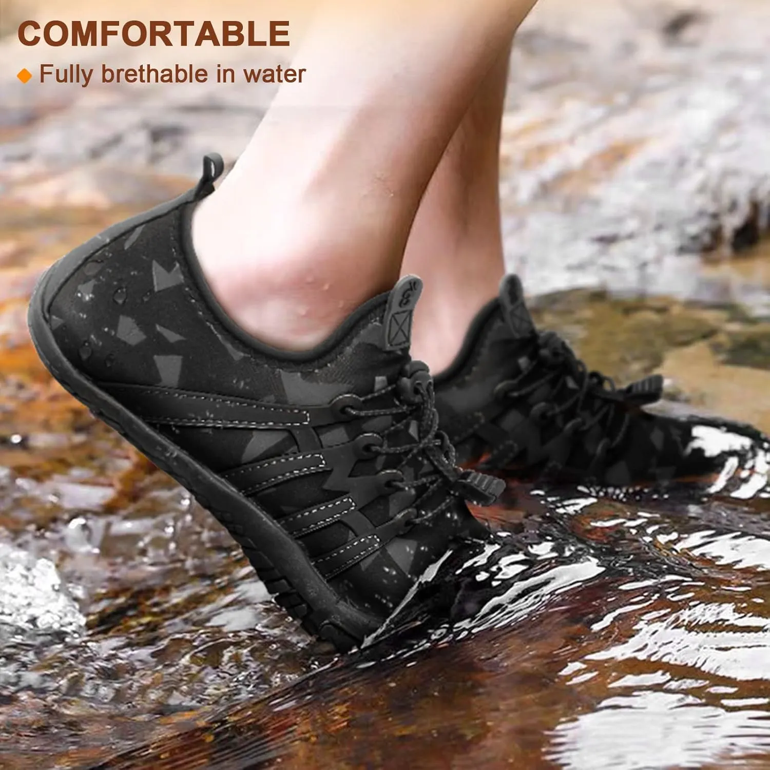 KEMISANT Mens Water Shoes, Unisex Barefoot Aqua Shoes for Men Women Beach Swimming Water Sport Shoes