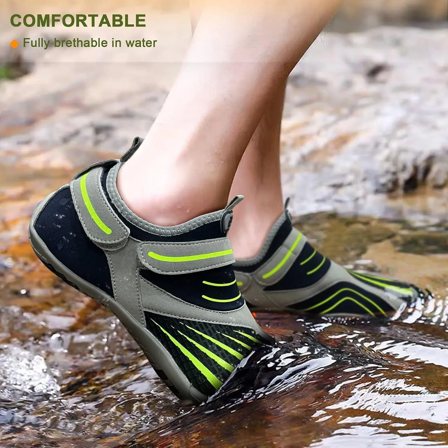 KEMISANT Mens Water Shoes, Unisex Barefoot Aqua Shoes for Men Women Beach Swimming Water Sport Shoes
