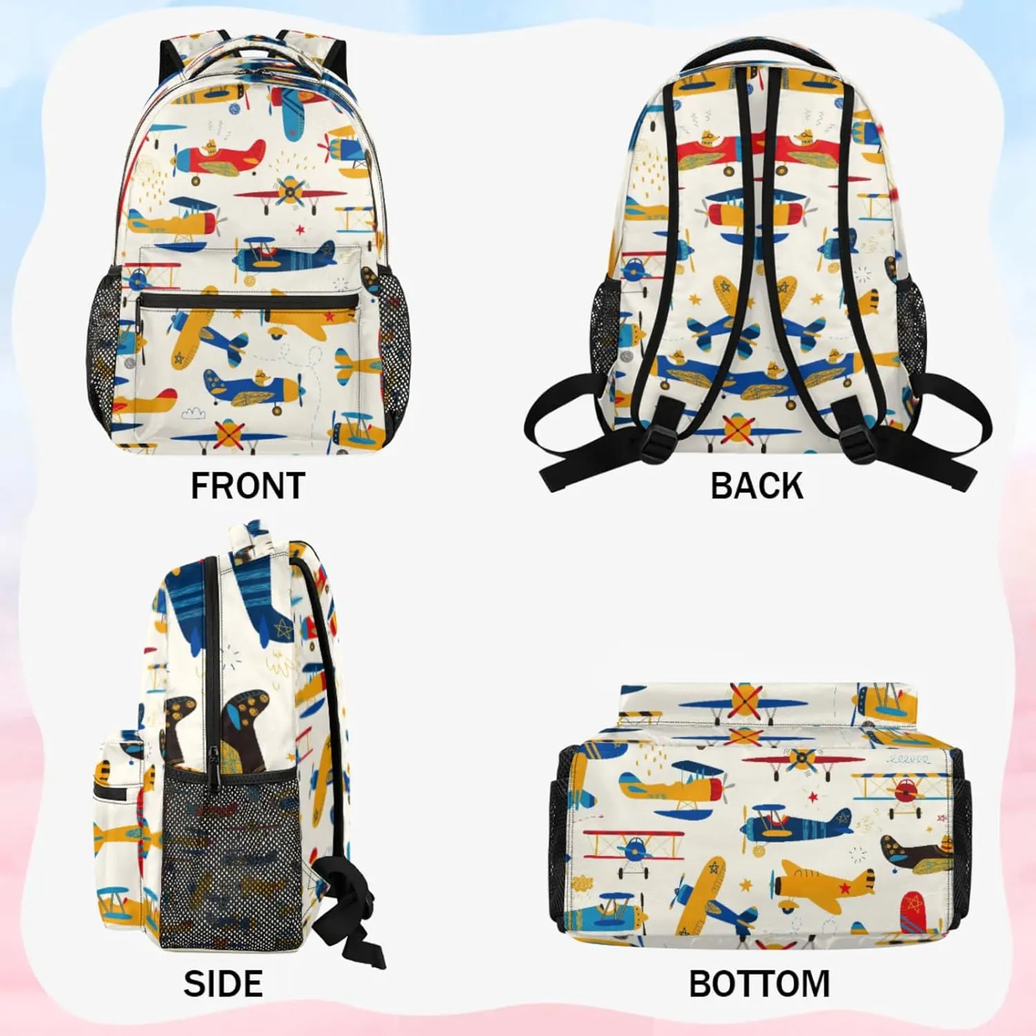 Kids Backpack for Boys - Elementary Middle School Bag Student Bookbag for Girls Teens - Casual Daypack Travel Laptop Backpacks(Aircraft)