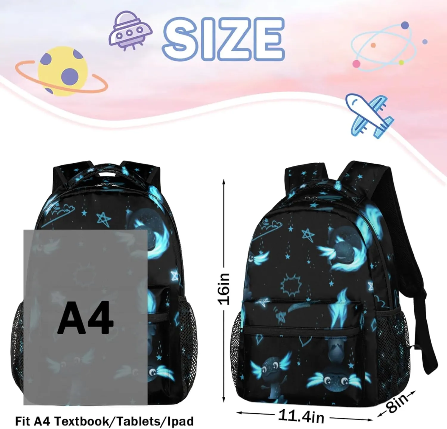 Kids Backpack for Boys - Elementary Middle School Bag Student Bookbag for Girls Teens - Casual Daypack Travel Laptop Backpacks(Axolotl)