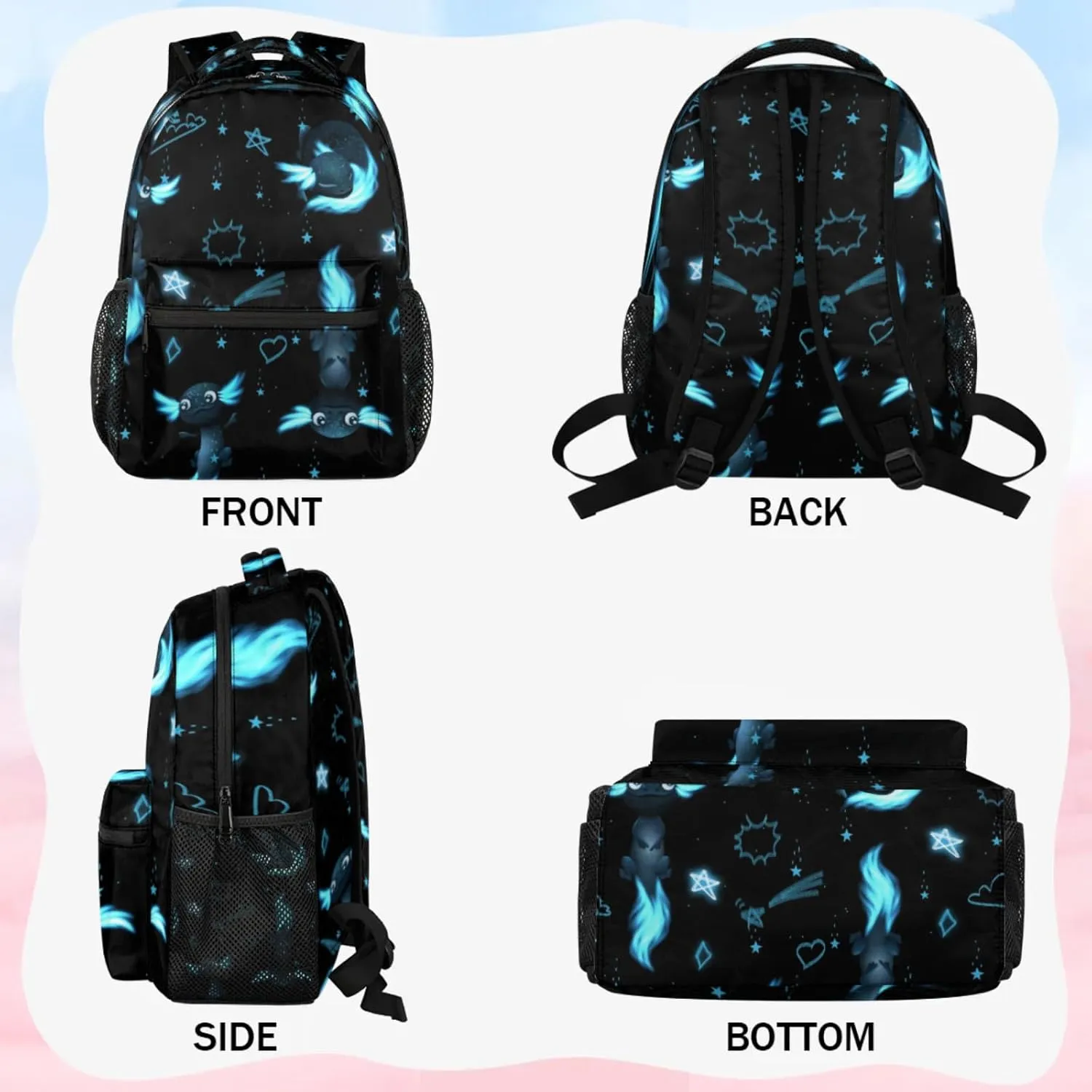 Kids Backpack for Boys - Elementary Middle School Bag Student Bookbag for Girls Teens - Casual Daypack Travel Laptop Backpacks(Axolotl)