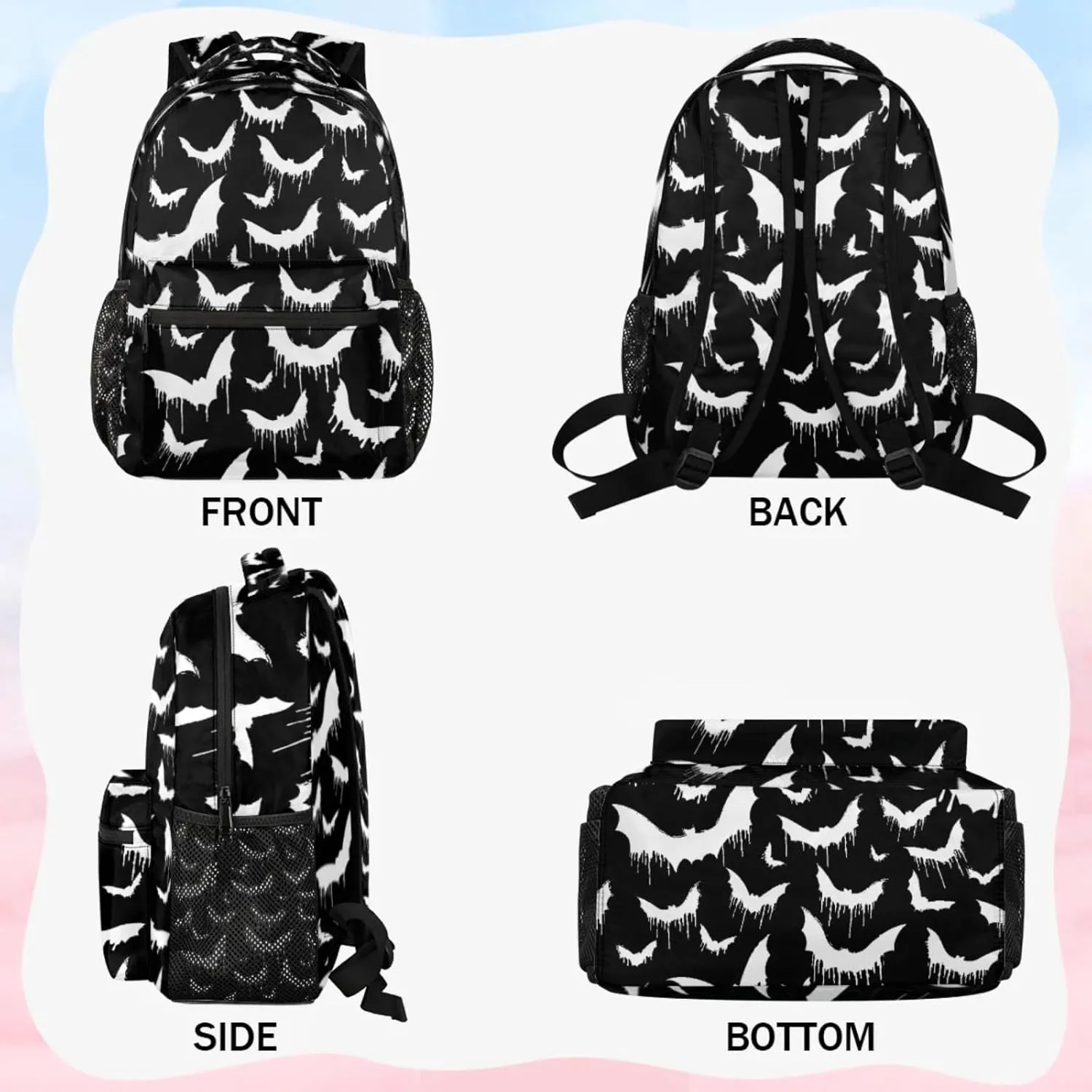 Kids Backpack for Boys - Elementary Middle School Bag Student Bookbag for Girls Teens - Casual Daypack Travel Laptop Backpacks(Bat)