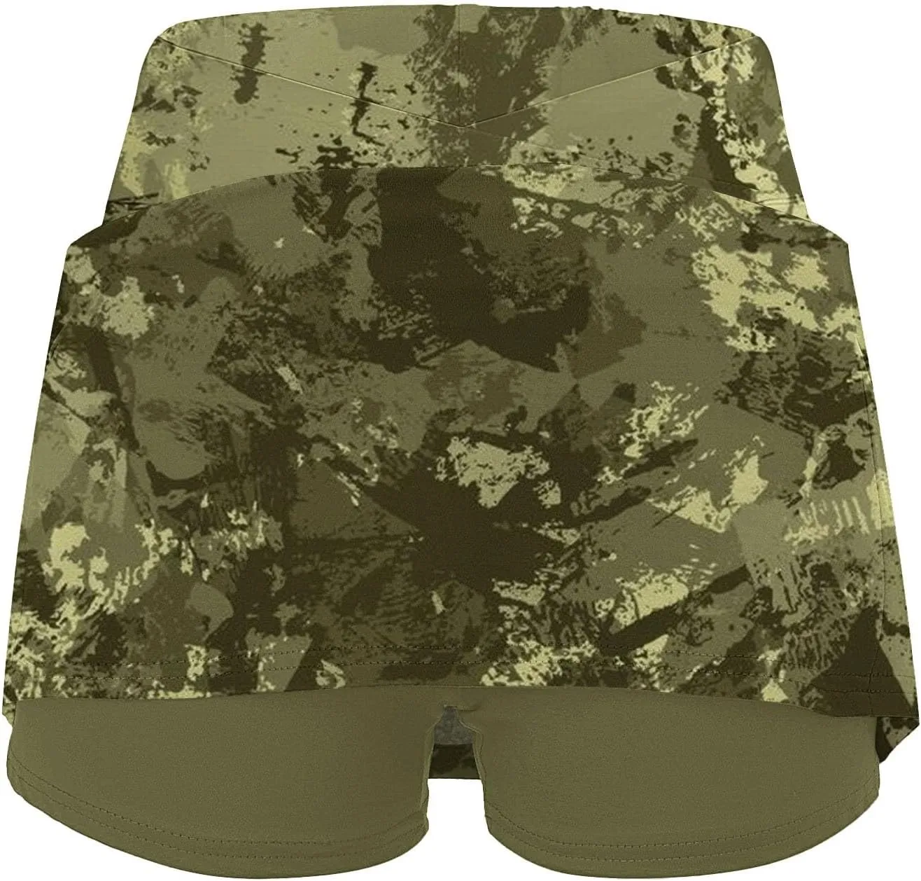 Knee Length Skorts Skirts for Women,Tummy Control Baggy Skorts with Pockets Mid Waist Athletic Camouflage Printed Skirt
