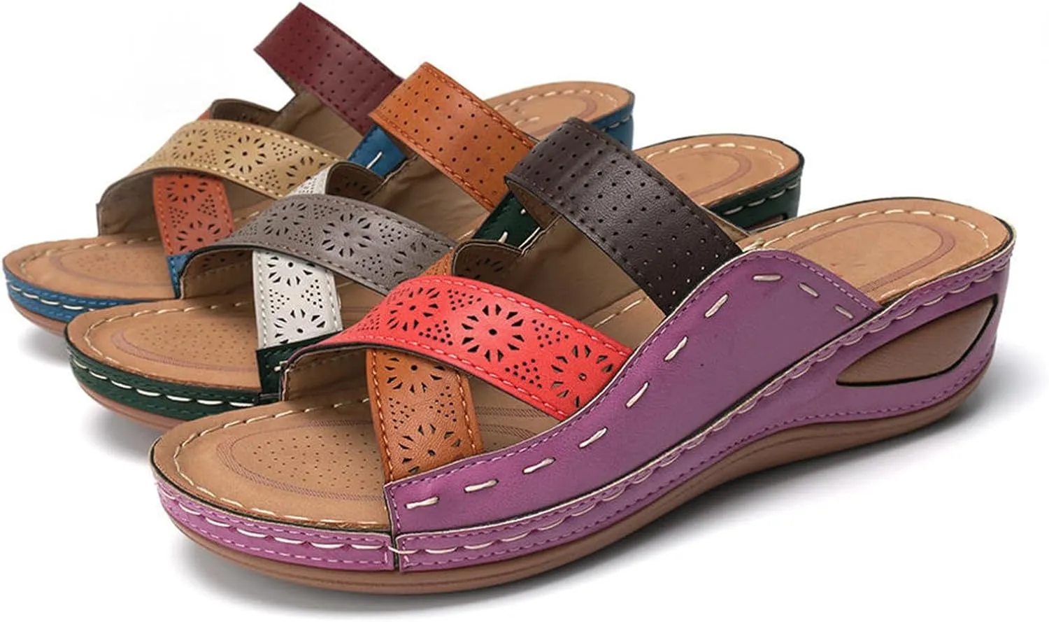 Ladmiple Comfortable Orthopedic Sandals For Women Dressy Summer Arch Support Orthotic Flip Flops Slides for Plantar Fasciitis