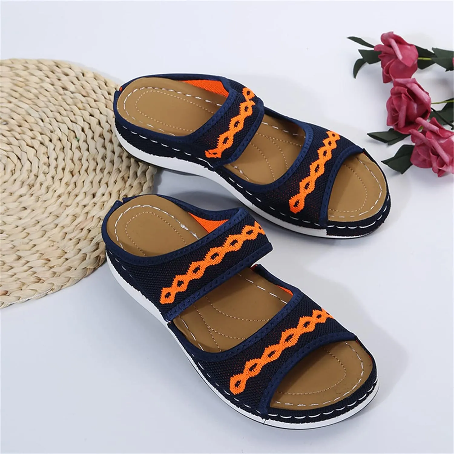 Ladmiple Fashion Sandals Women Dressy Summer Flat Orthotic Slides Arch Support Comfortable Walking Orthopedic Flip Flops