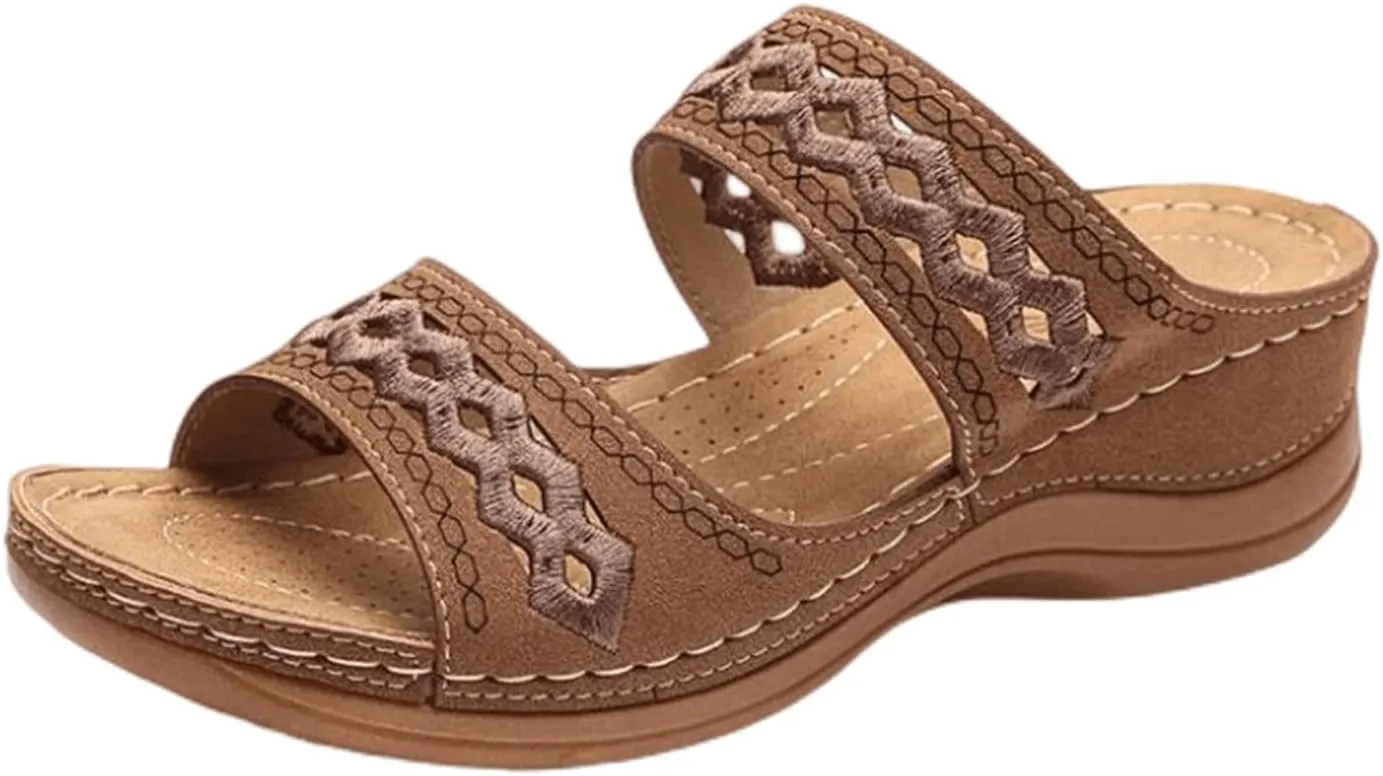 Ladmiple Orthopedic Sandals For Women Dressy Summer Arch Support Flip Flops Comfortable Walking Orthotic Slides Beach Shoes