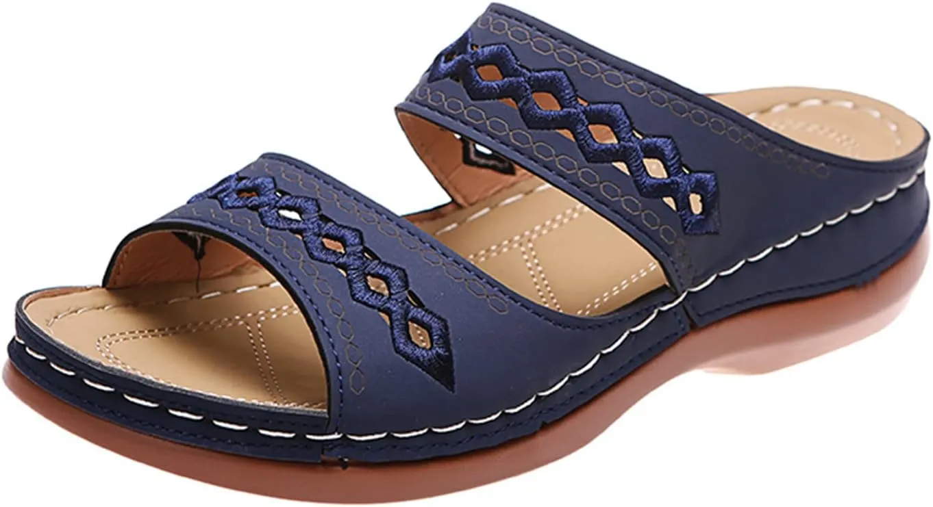 Ladmiple Orthopedic Sandals For Women Dressy Summer Arch Support Flip Flops Comfortable Walking Orthotic Slides Beach Shoes