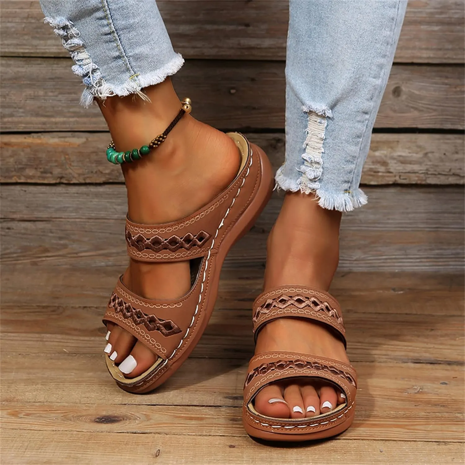 Ladmiple Orthopedic Sandals For Women Dressy Summer Arch Support Flip Flops Comfortable Walking Orthotic Slides Beach Shoes
