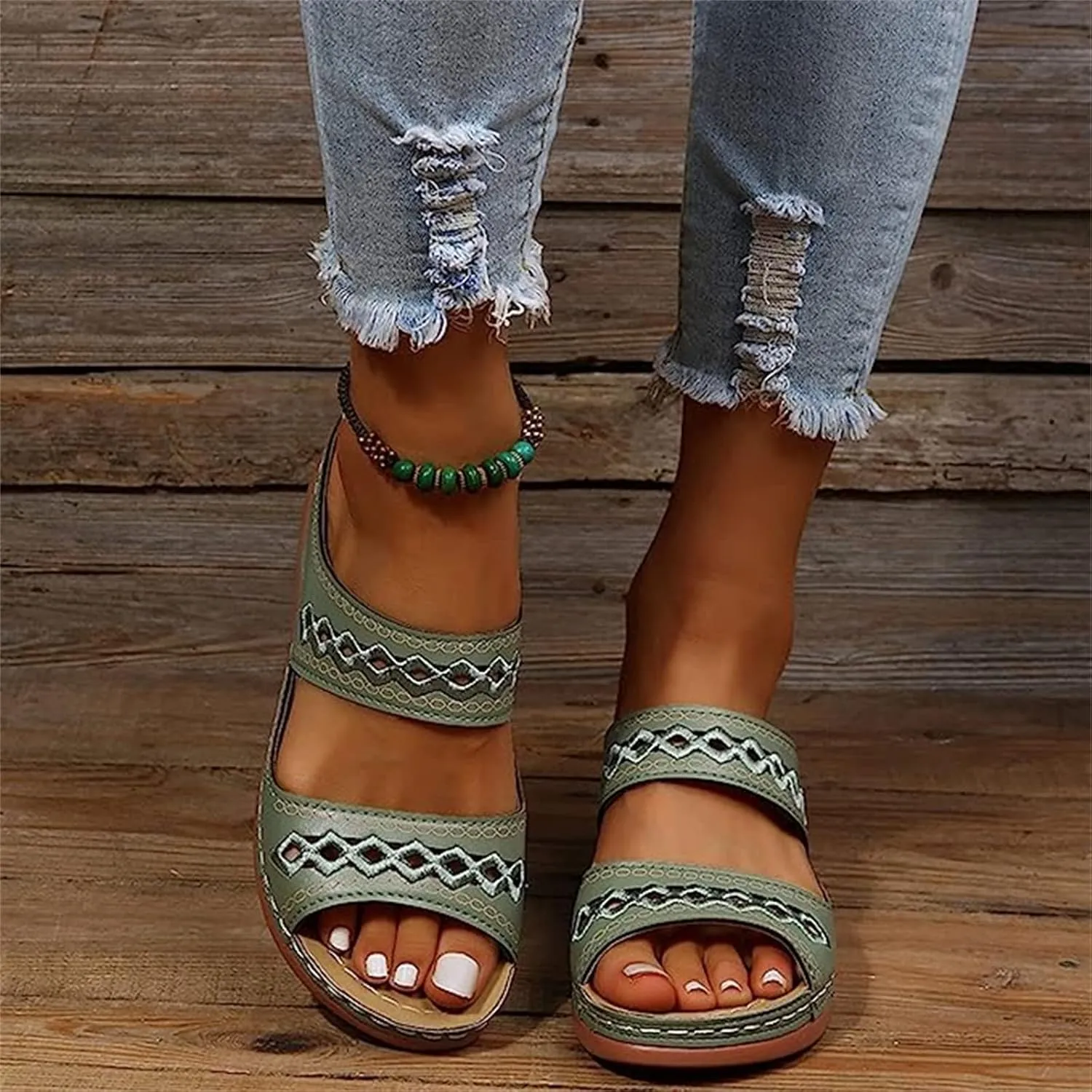 Ladmiple Orthopedic Sandals For Women Dressy Summer Comfortable Walking Flip Flops Orthotic Slides Shoes with Arch Support