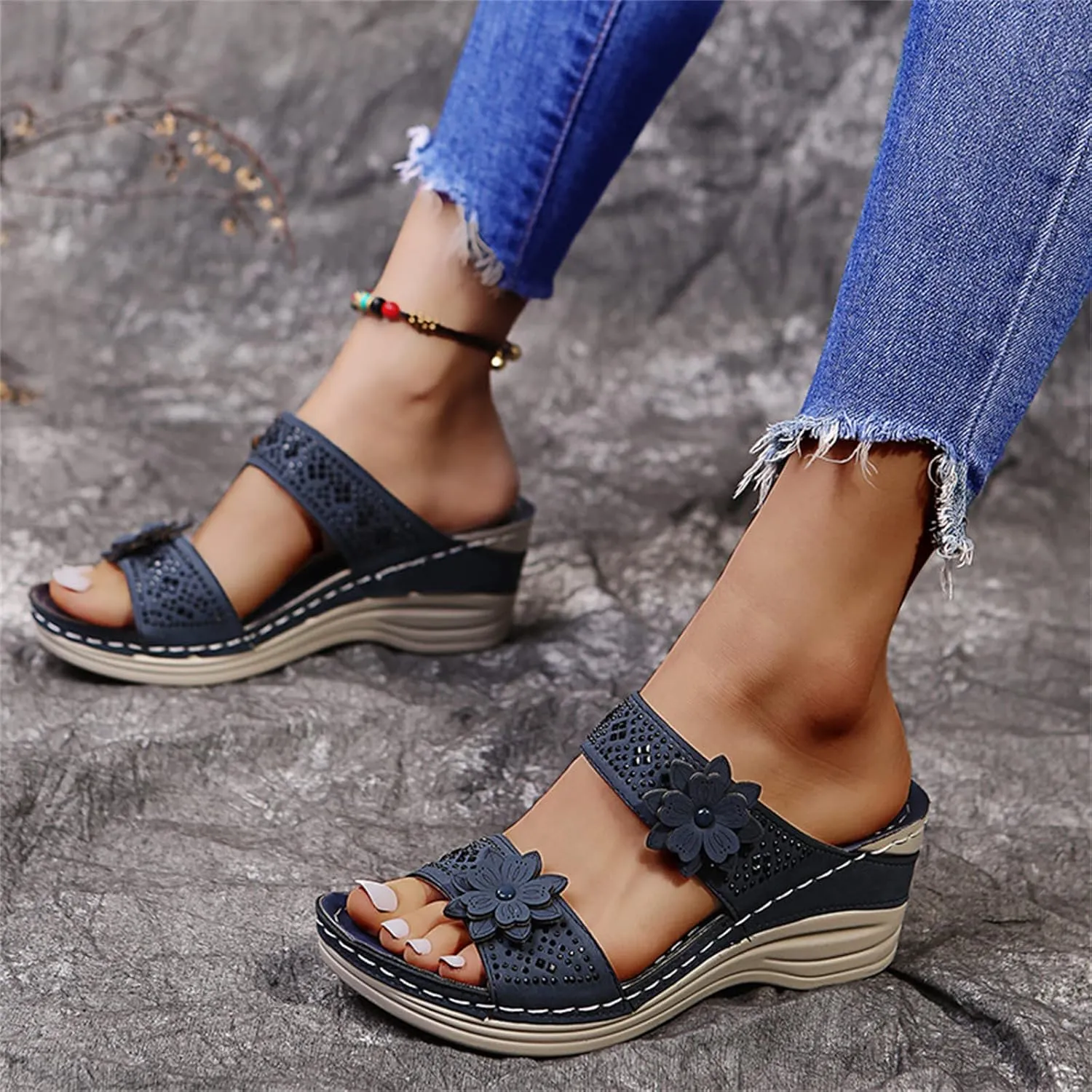 Ladmiple Orthopedic Sandals For Women Plantar Fasciitis Arch Heel Support Comfortable Flip Flops Dressy Summer Orthotic Slide