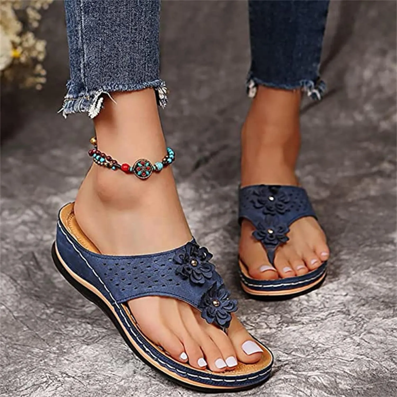 Ladmiple Orthotic Dress Sandals For Women With Arch Support Comfortable Orthopedic Flip Flops Dressy Casual Summer Shoes