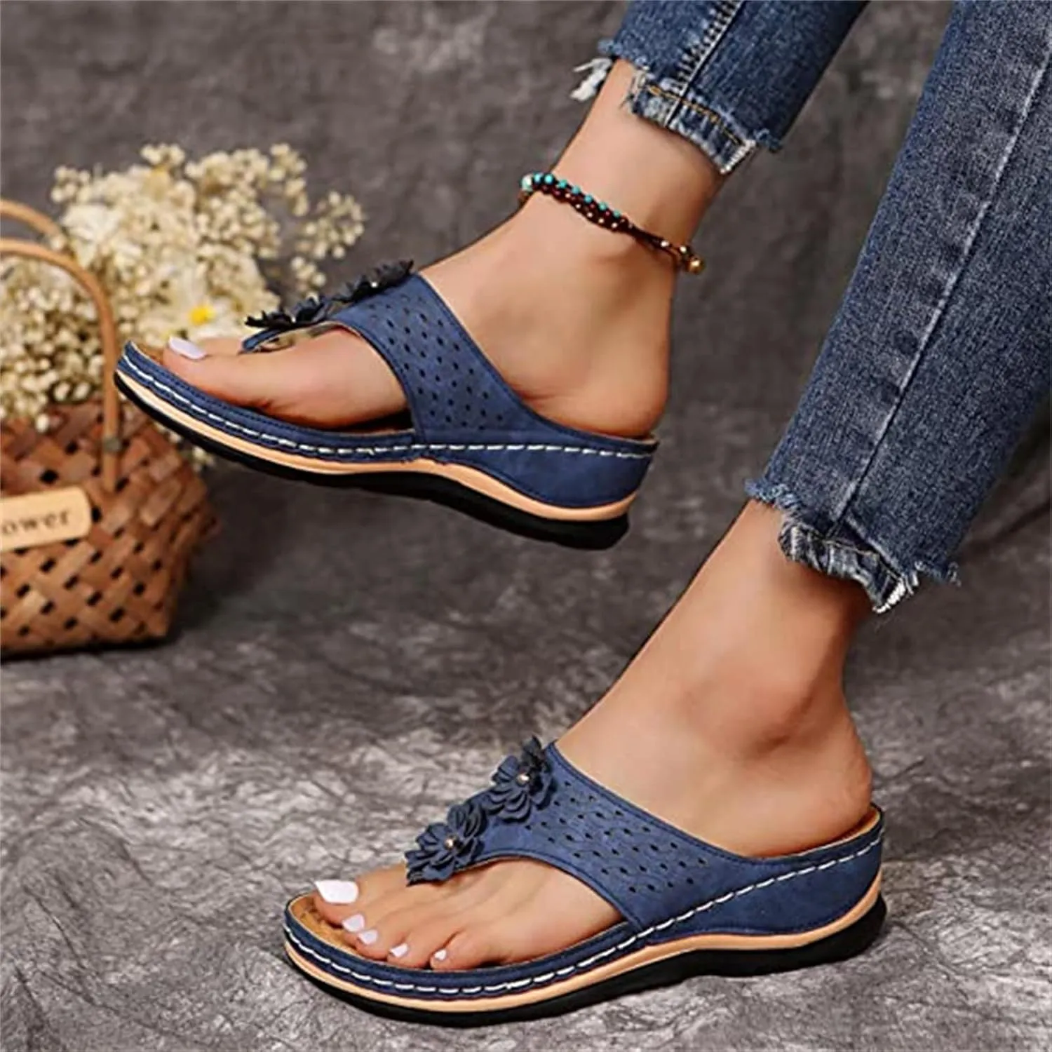 Ladmiple Orthotic Dress Sandals For Women With Arch Support Comfortable Orthopedic Flip Flops Dressy Casual Summer Shoes